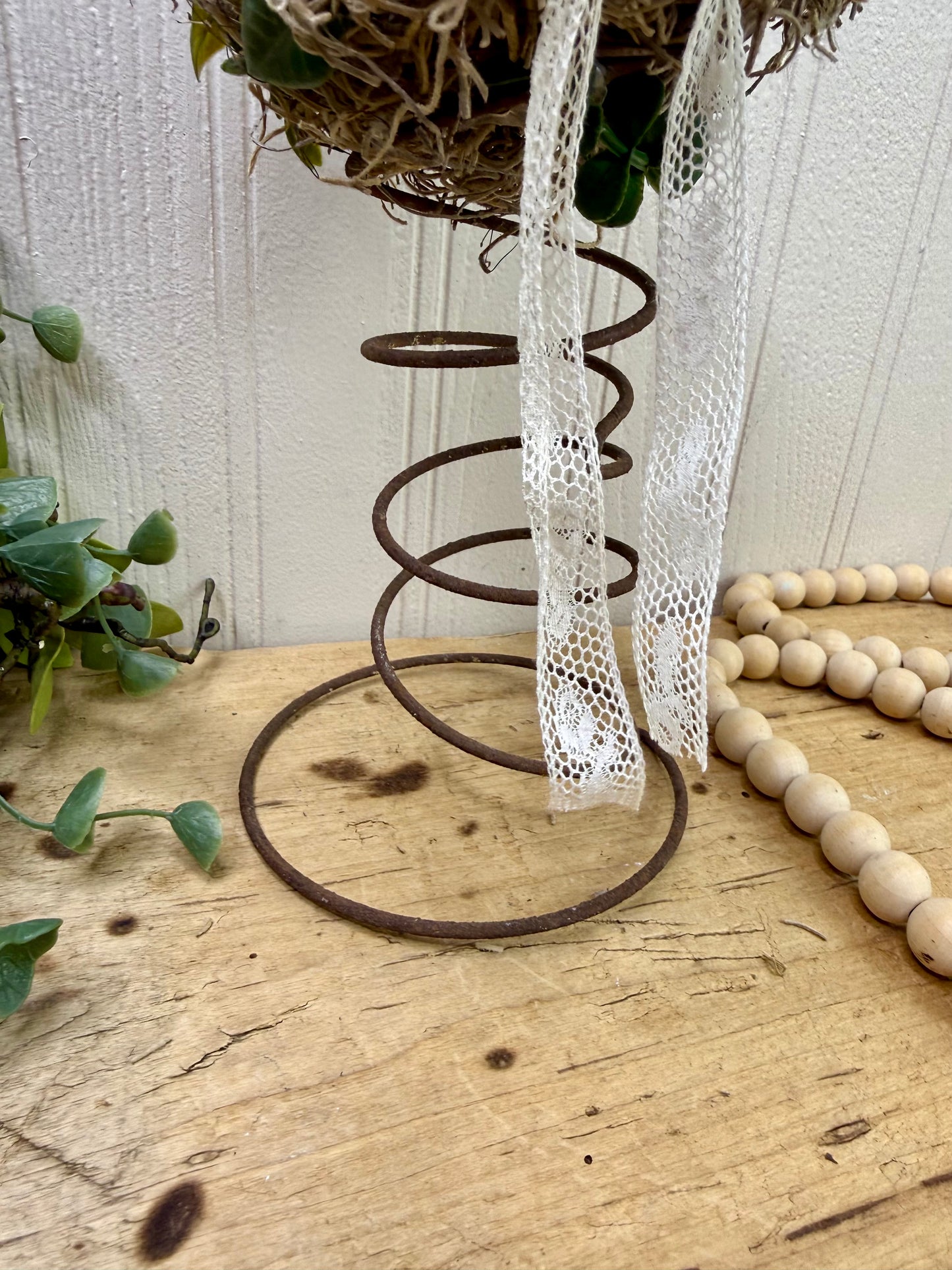 Handmade Rustic Bed Spring Nest with Pastel Purple Egg