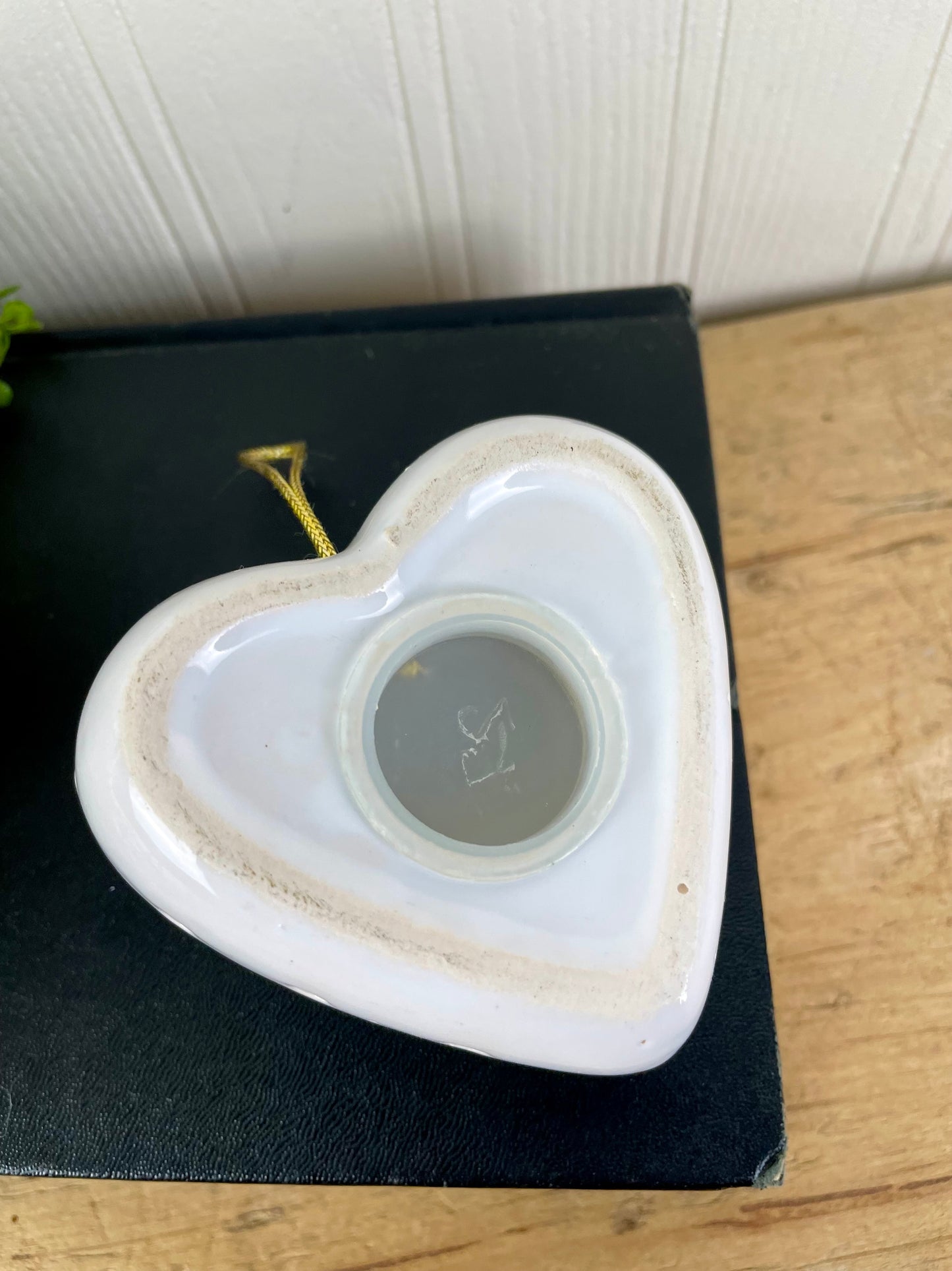 Vintage Ceramic Heart Potpourri Pomander with Hanger