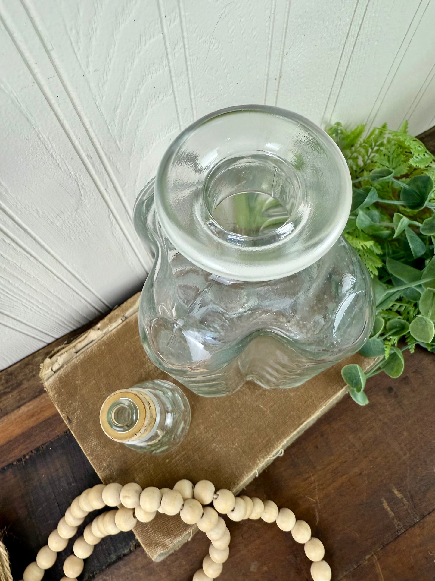 Vintage Glass Thumbprint Patterned Decanter