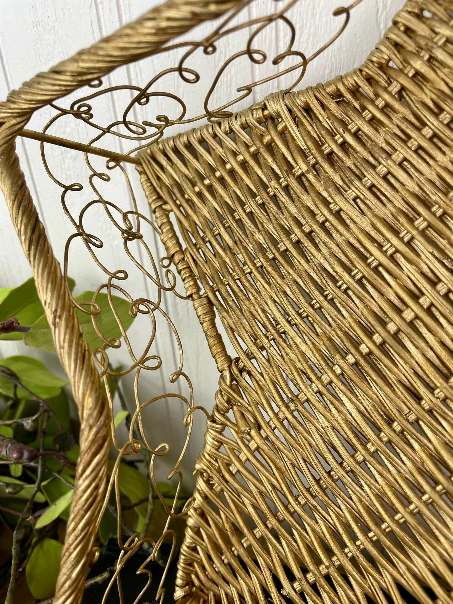 Vintage Gold Star Wicker & Wire Basket