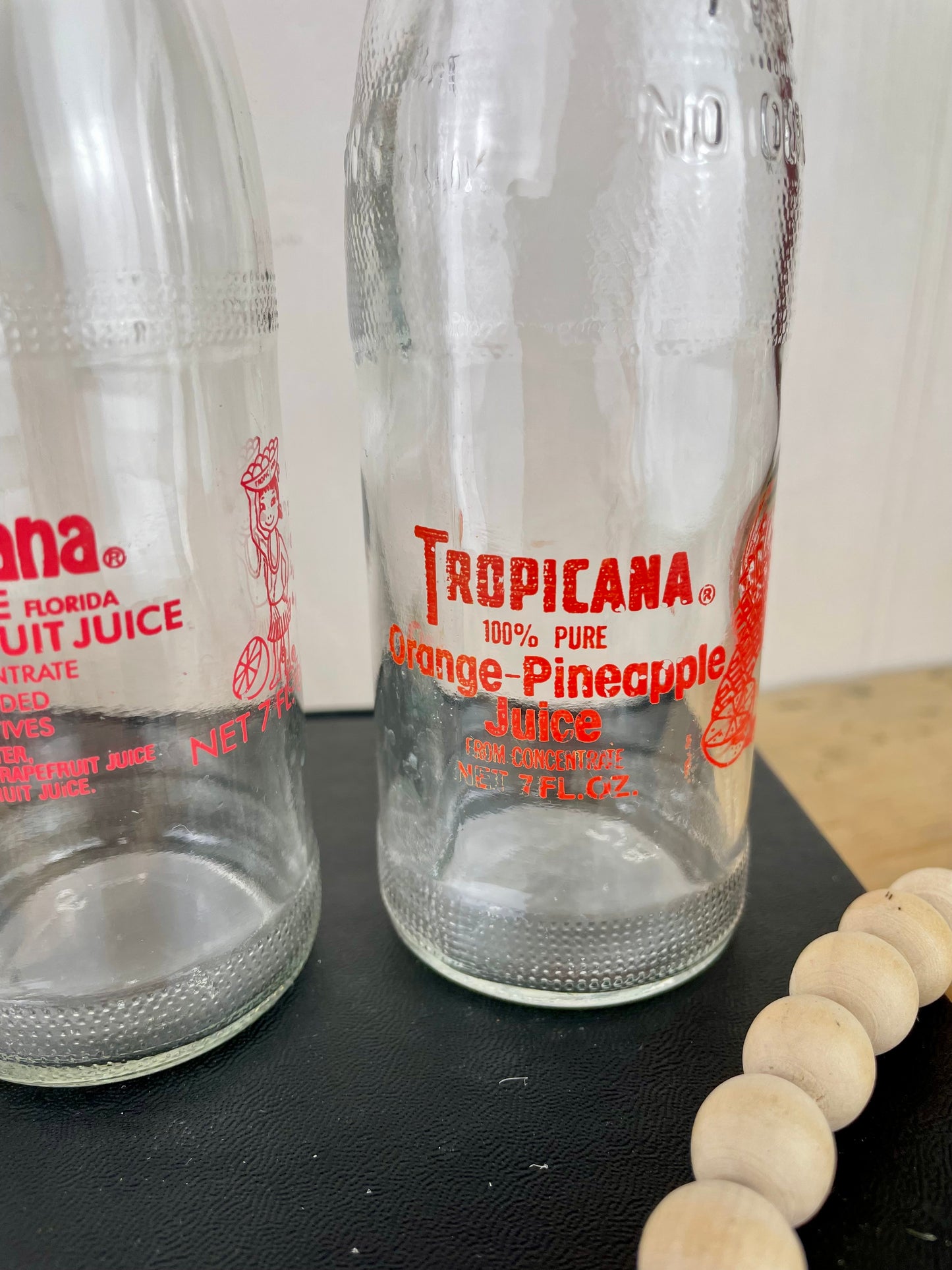 Vintage Set of 3 Glass Tropicana Juice Bottles