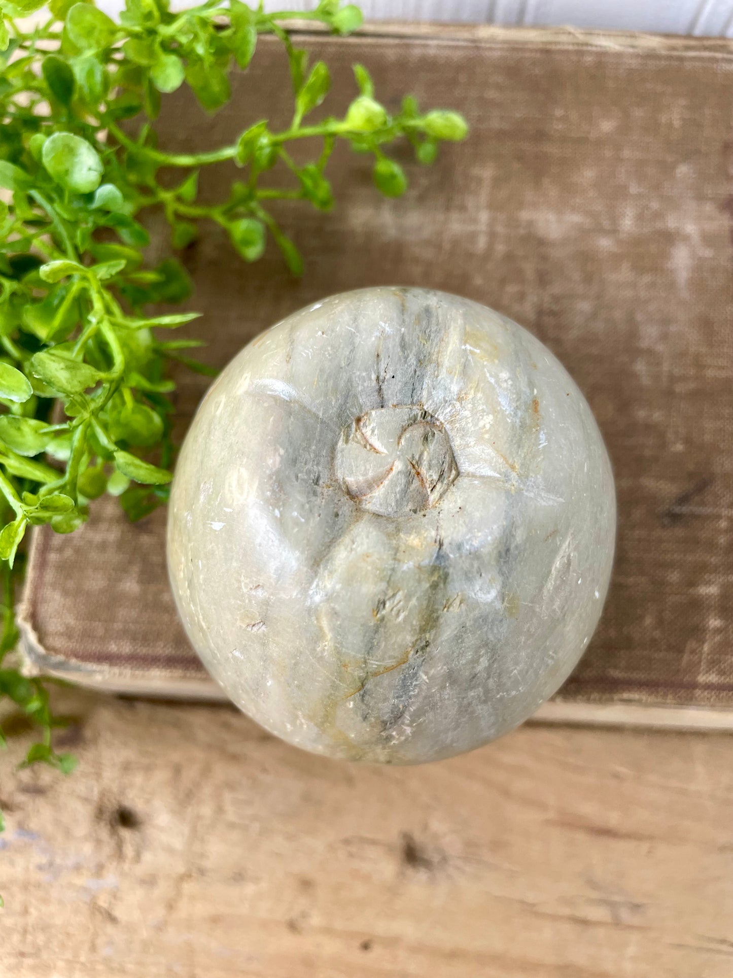 Vintage Carved Marble Apple Paperweight