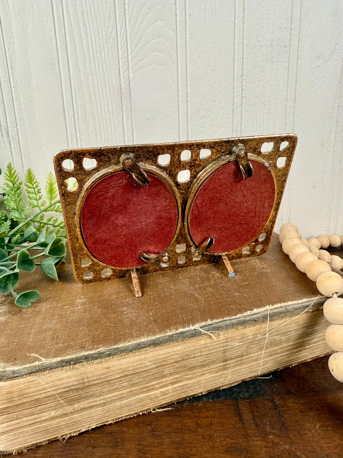 Vintage Ornate Solid Brass Double Frame
