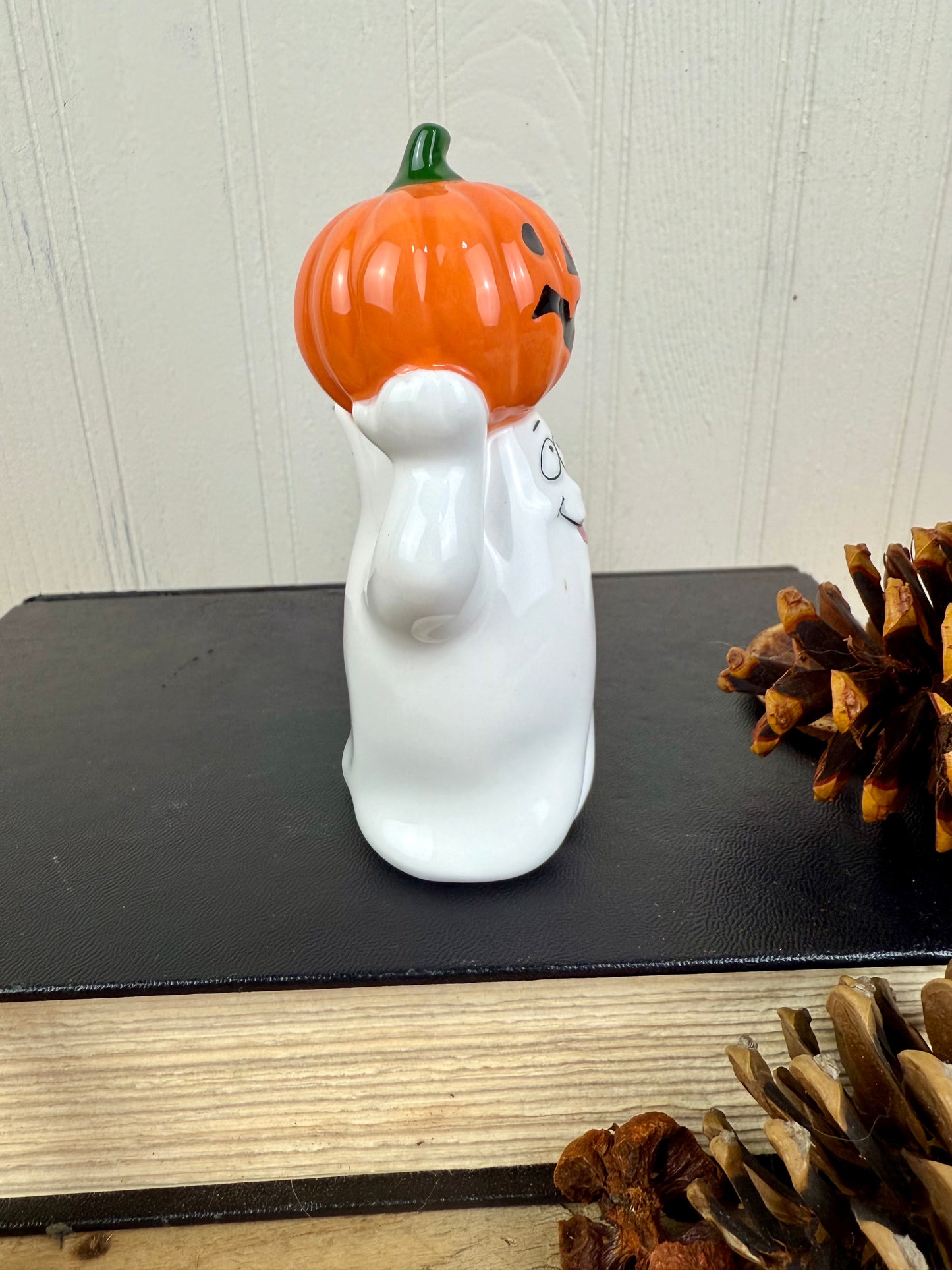Vintage Ceramic Ghost With Pumpkin