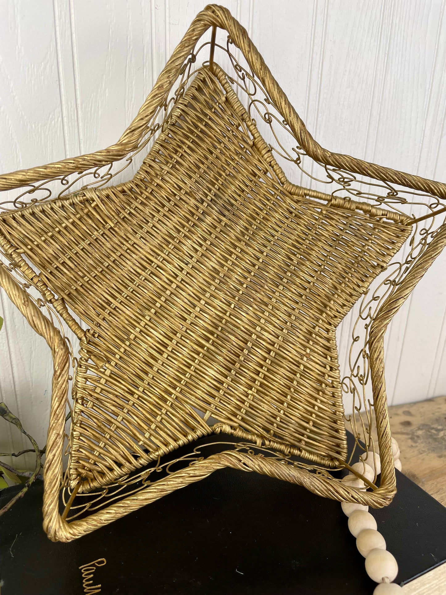 Vintage Gold Star Wicker & Wire Basket