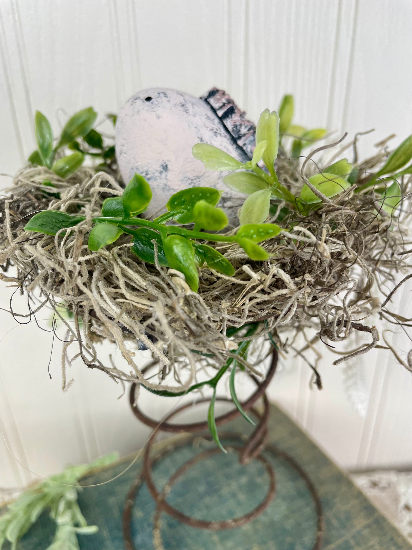 Handmade Rustic Bed Spring Nest with Pink Egg