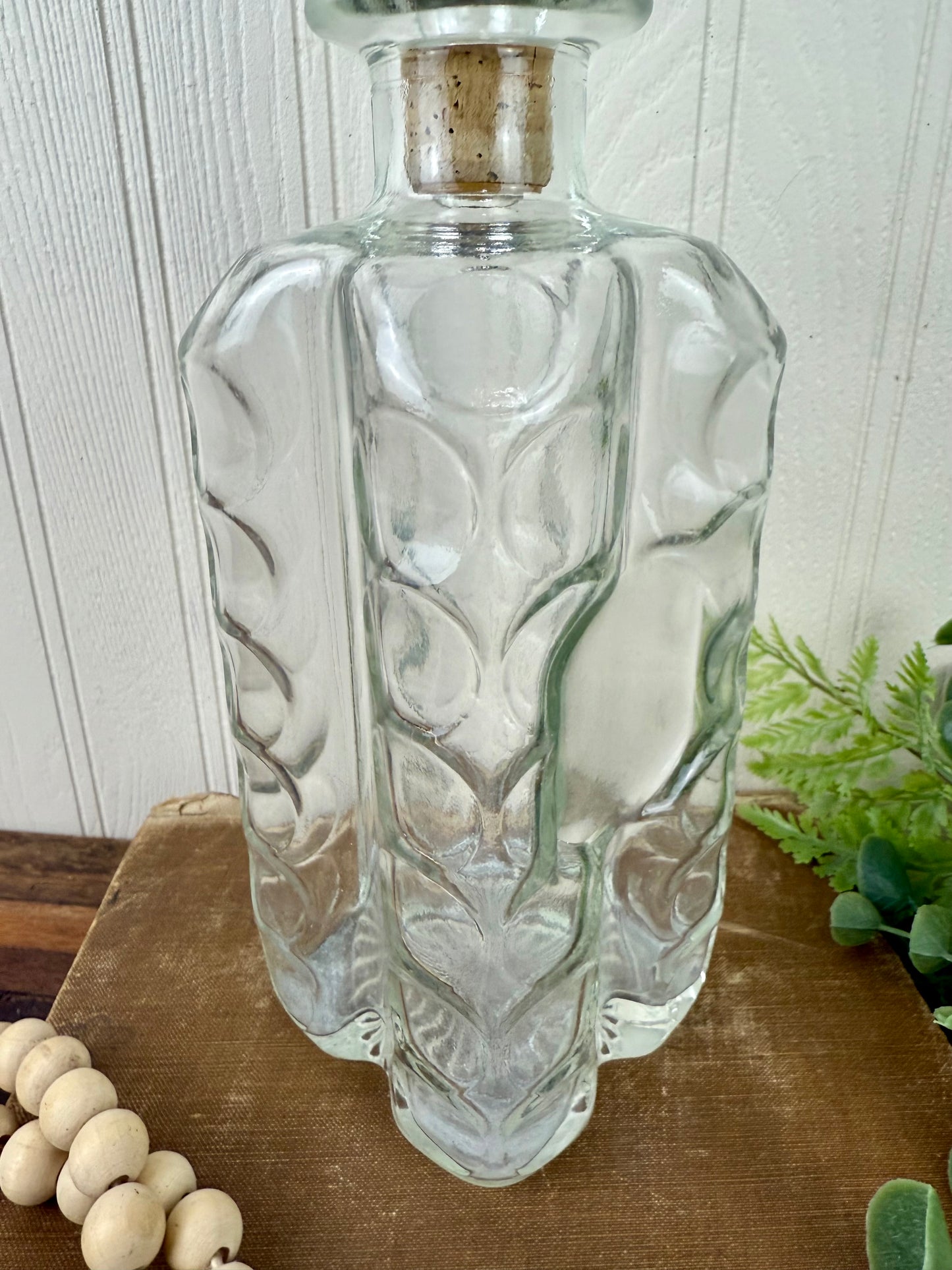 Vintage Glass Thumbprint Patterned Decanter