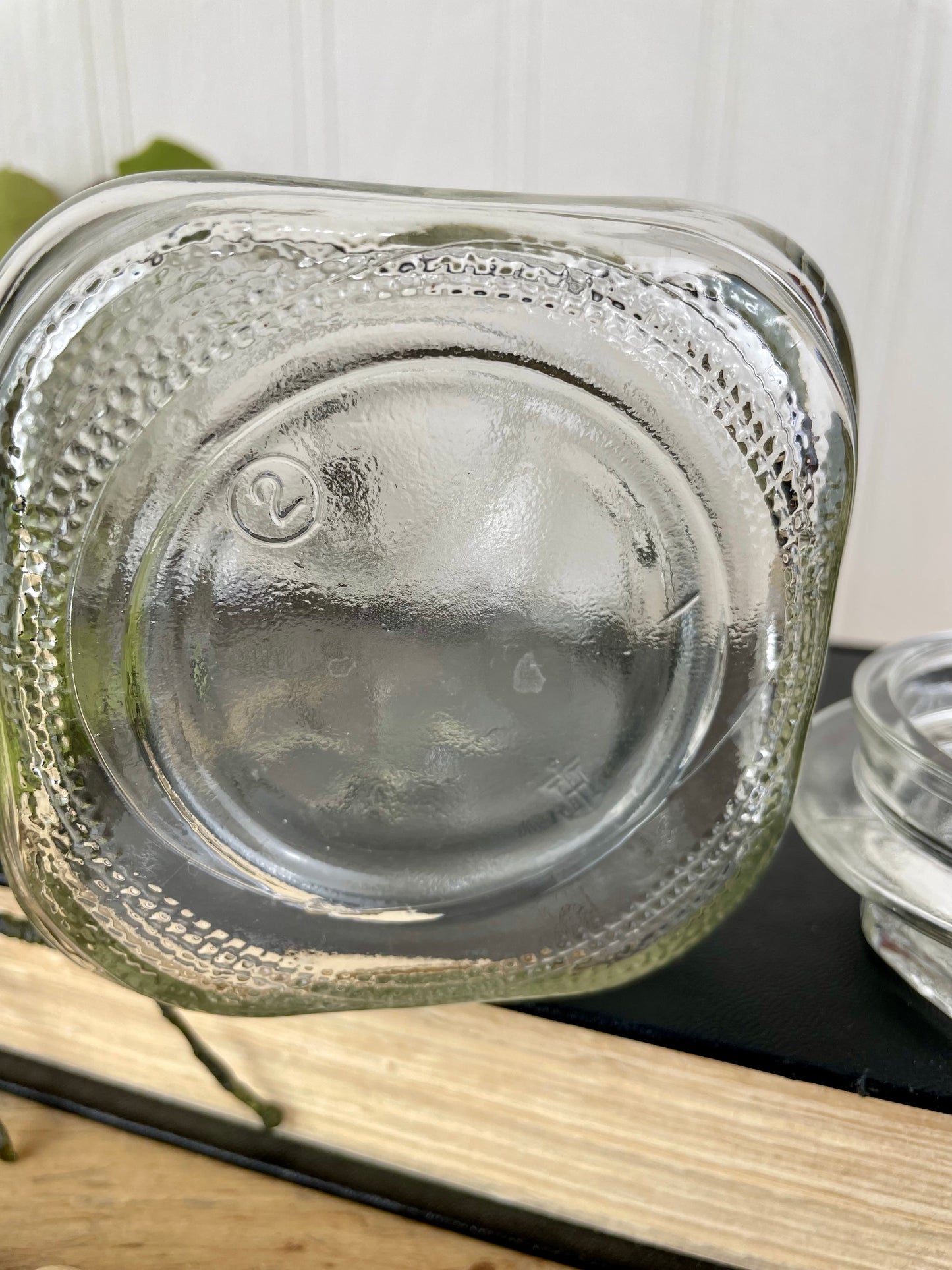 Vintage Fleur de Lis Glass Jar with Lid by Anchor Hocking