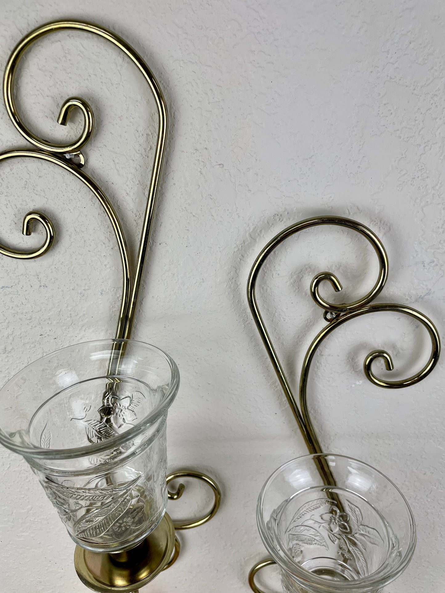 Vintage Home Interiors Brass Candle Sconce Set
