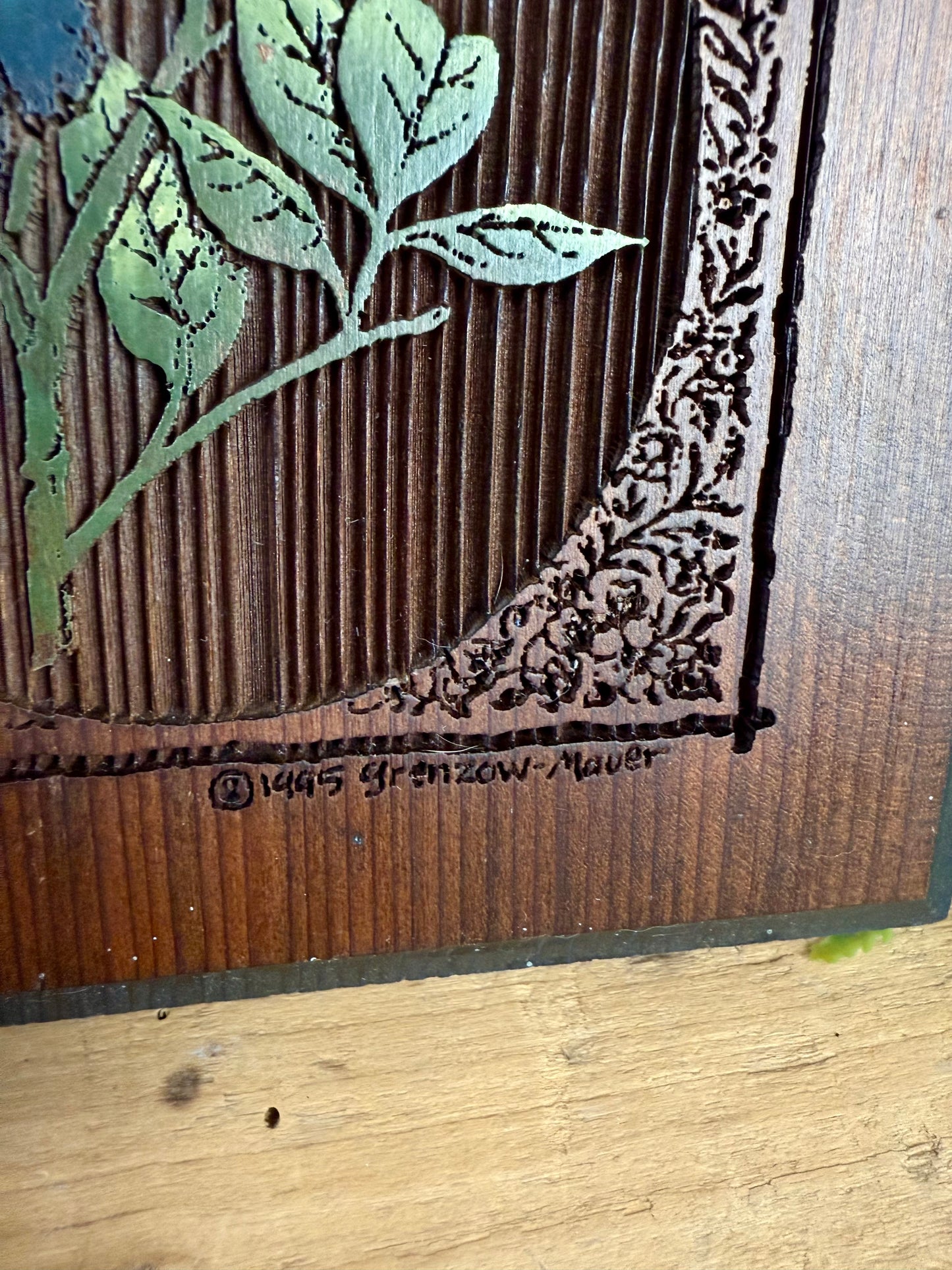 Vintage Carved Wood Blueberry Wall Plaque