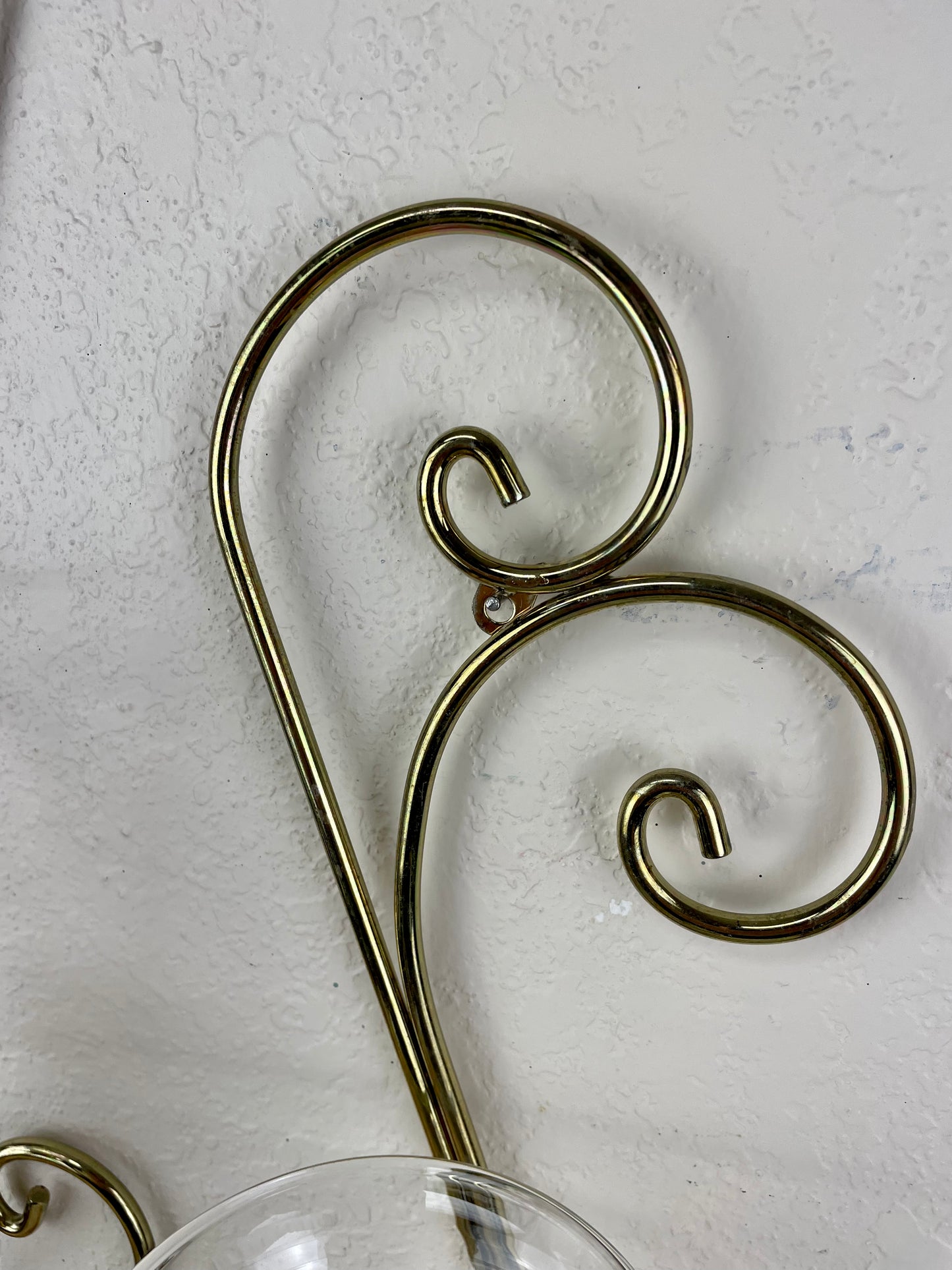 Vintage Home Interiors Brass Candle Sconce Set