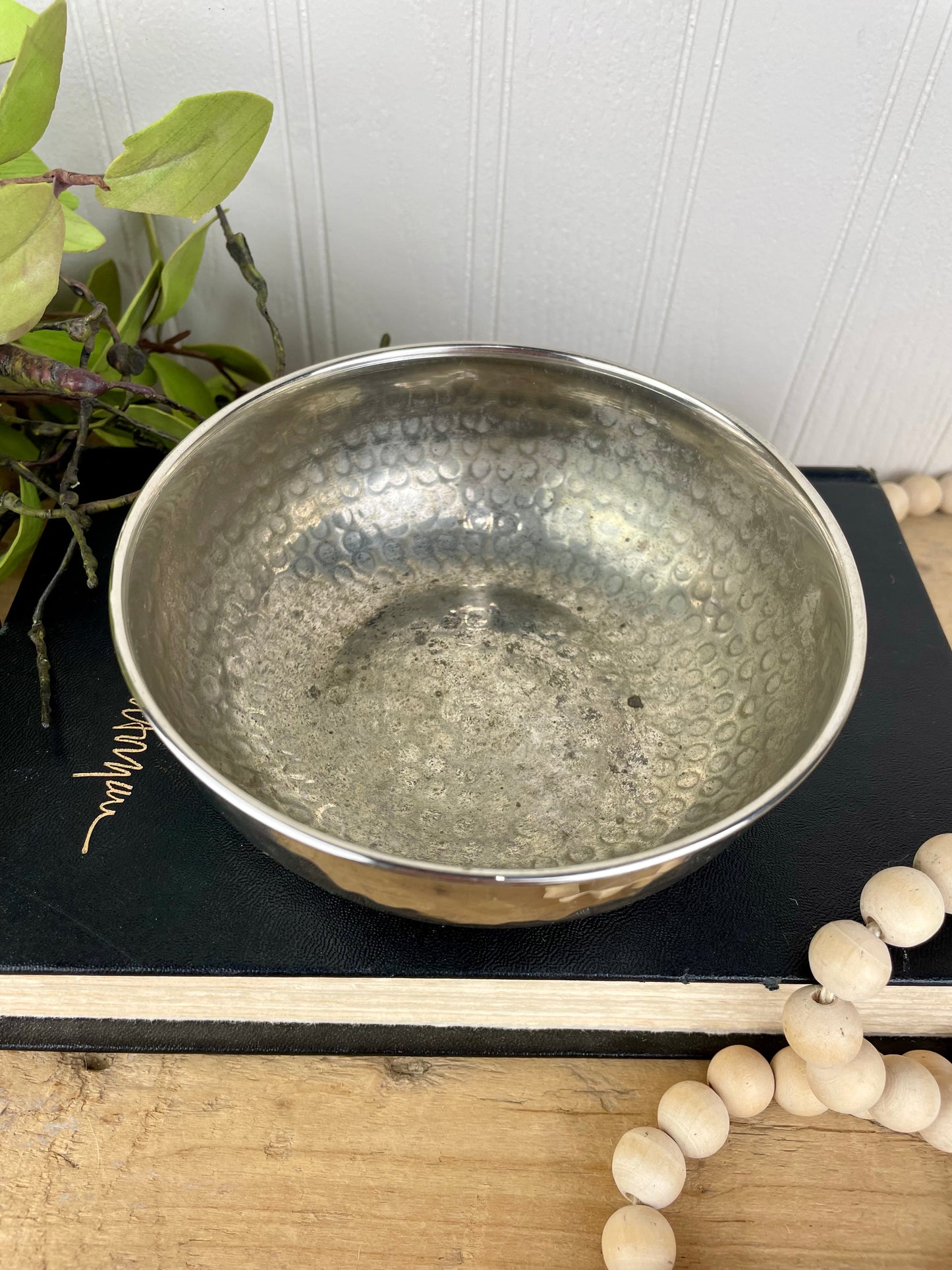 Vintage Hammered Metal Trinket Bowl