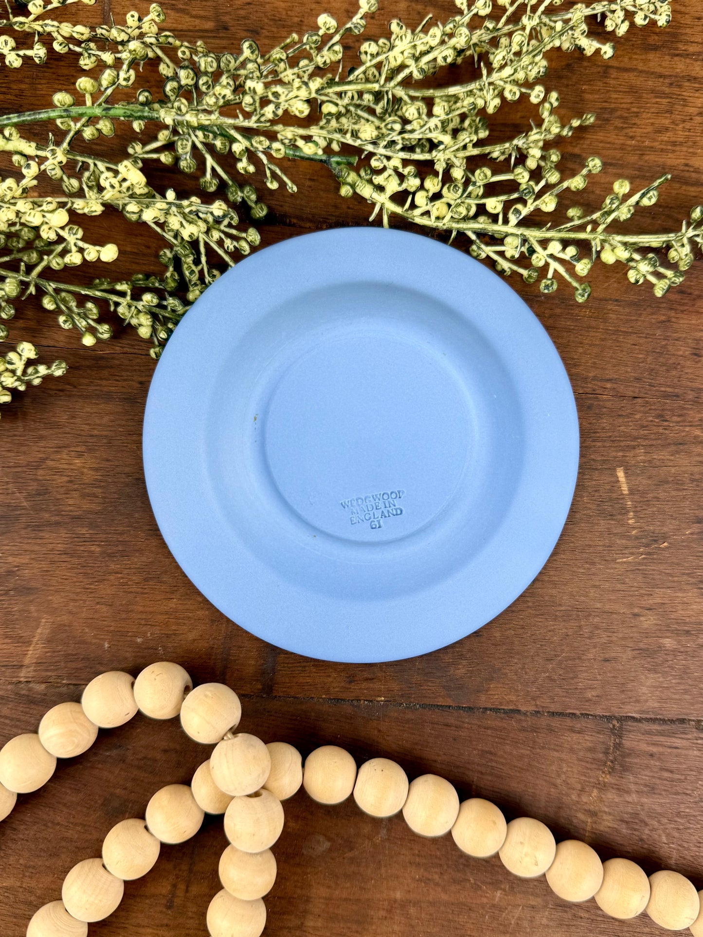 Wedgwood Blue Jasperware Ashtray with Sleeping Cupid & Grapevine Design