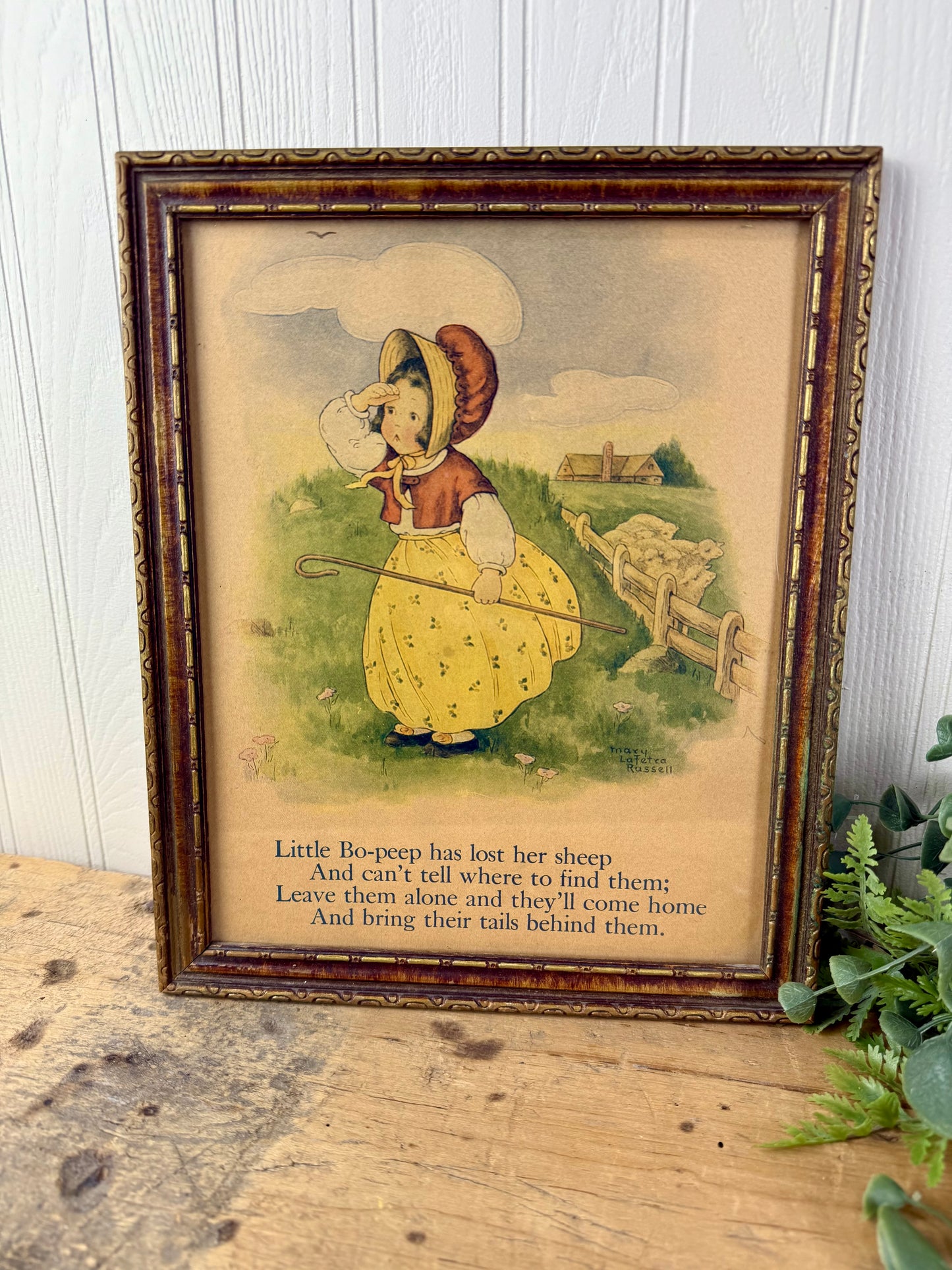 Vintage Framed Bo-Peep Print