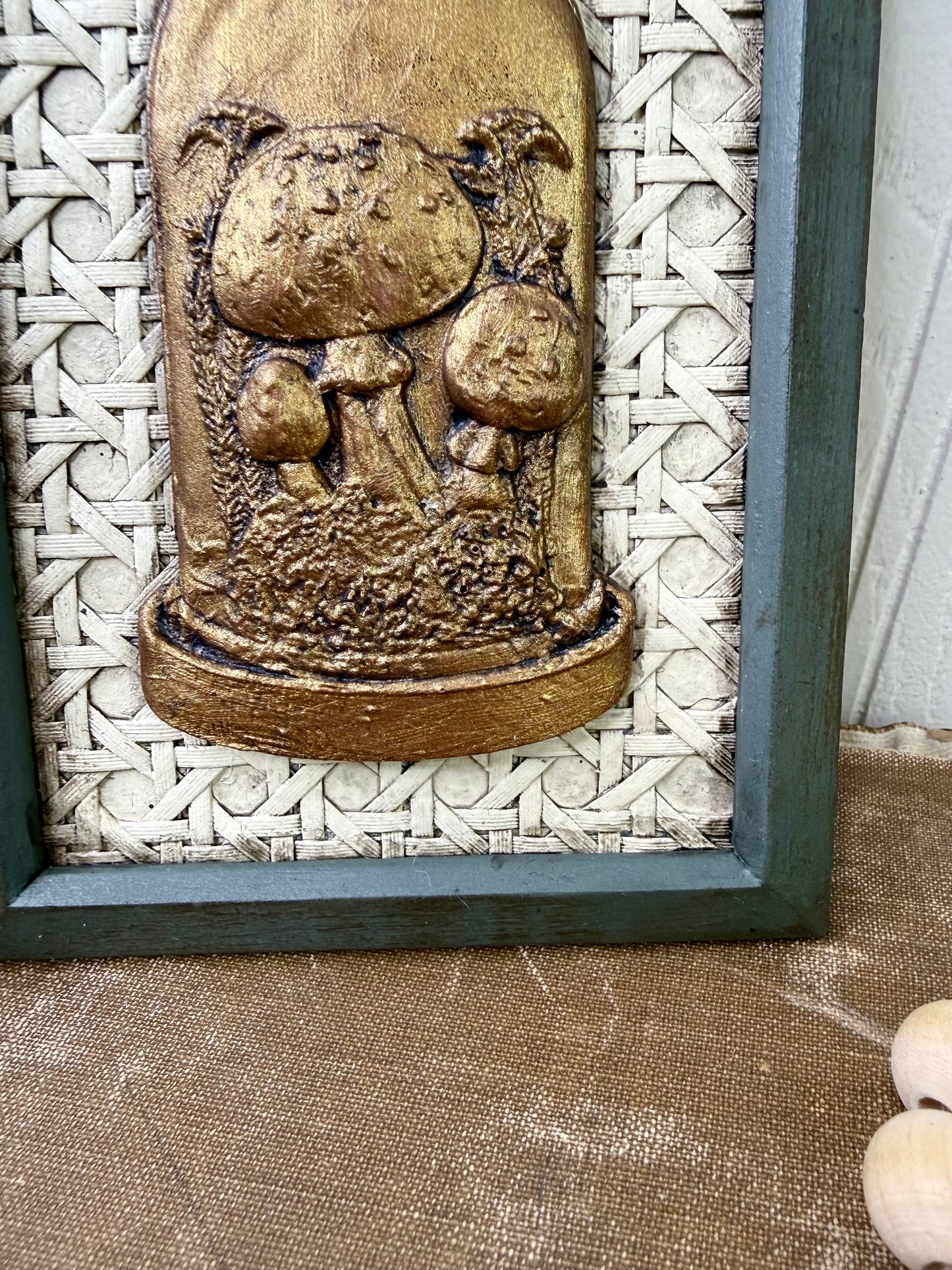 Handmade Upcycled Framed Art with Mushrooms #1