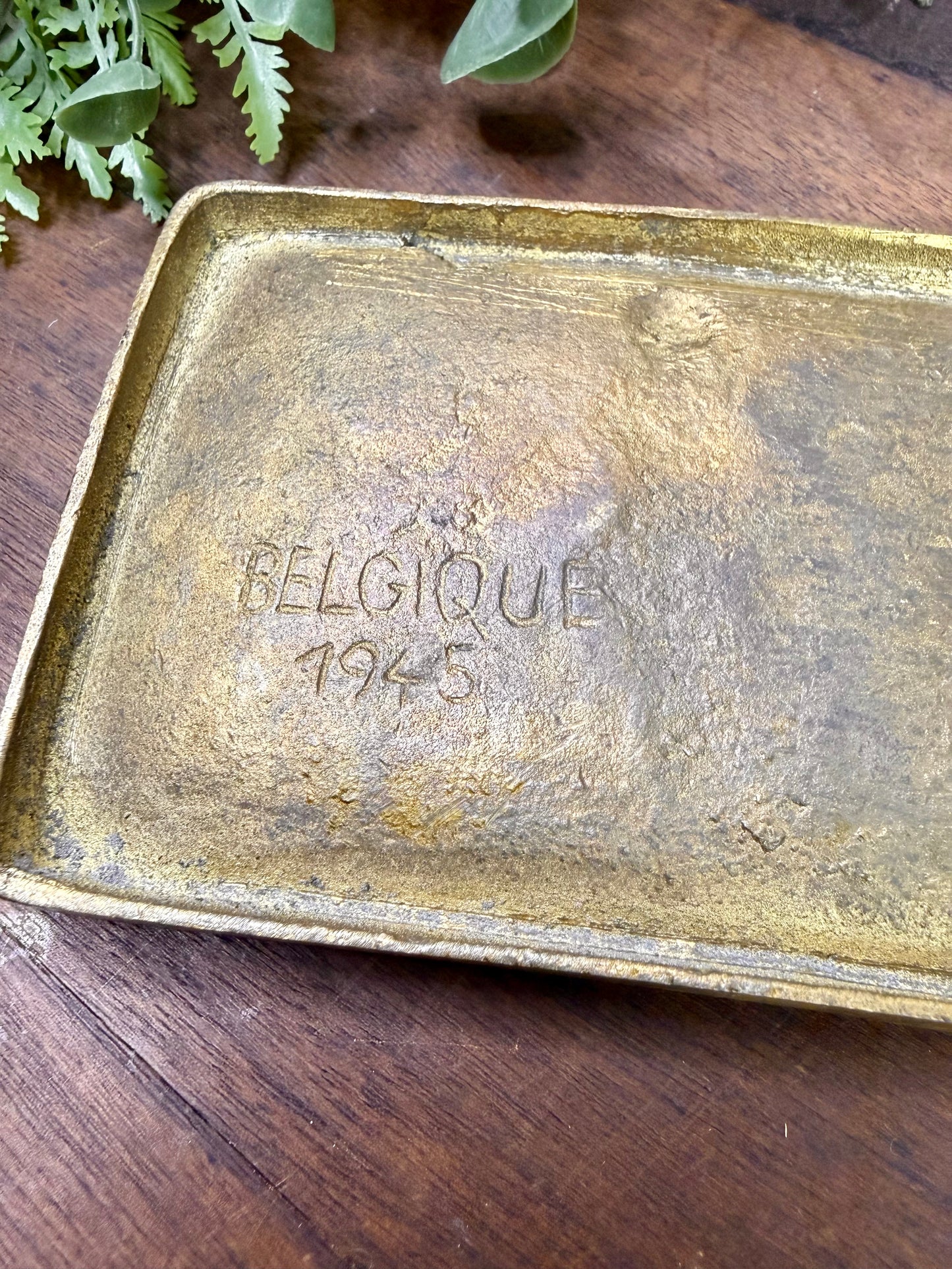 Vintage 1945 Solid Brass Belgian Trinket Tray