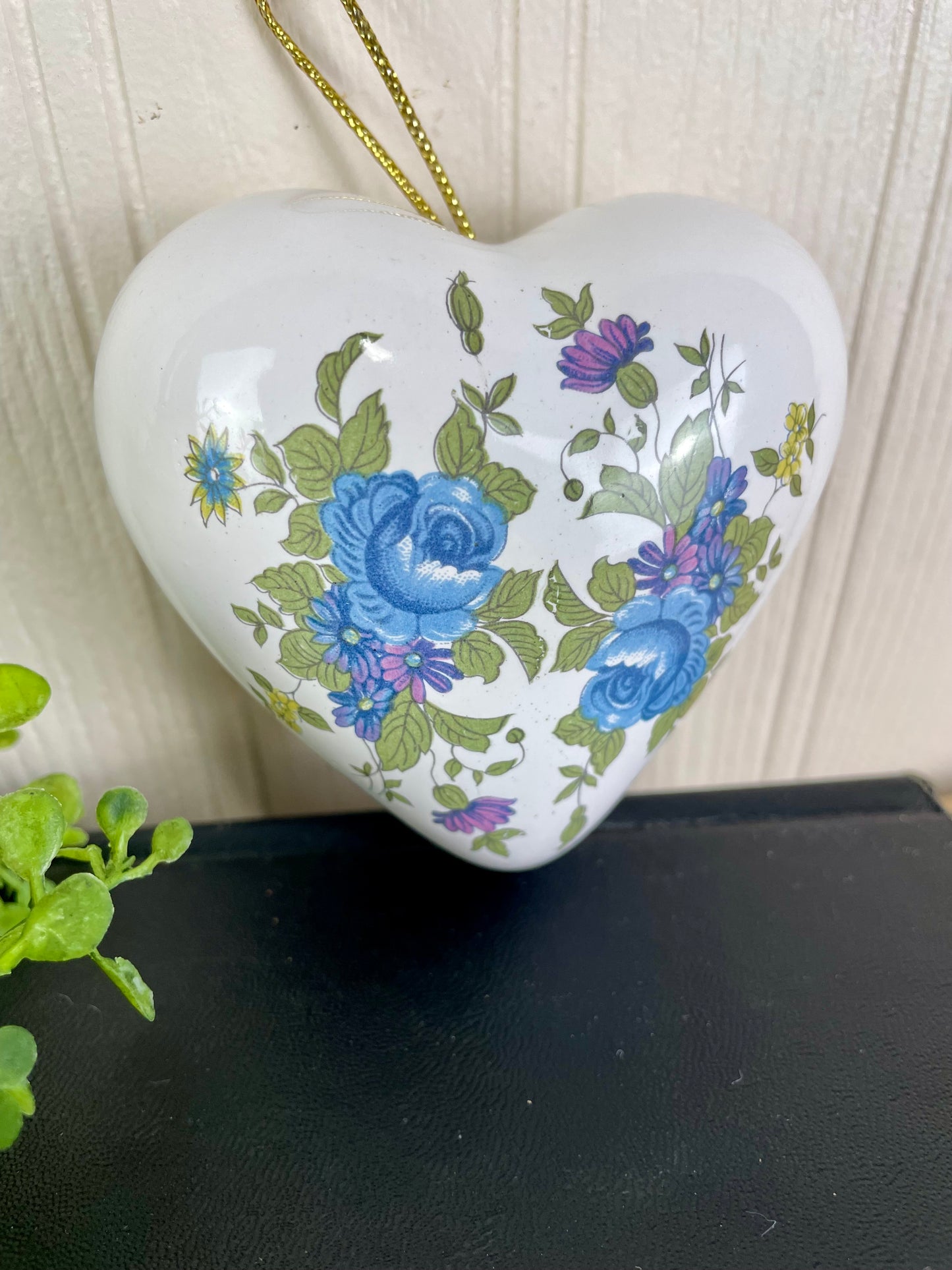 Vintage Ceramic Heart Potpourri Pomander with Hanger