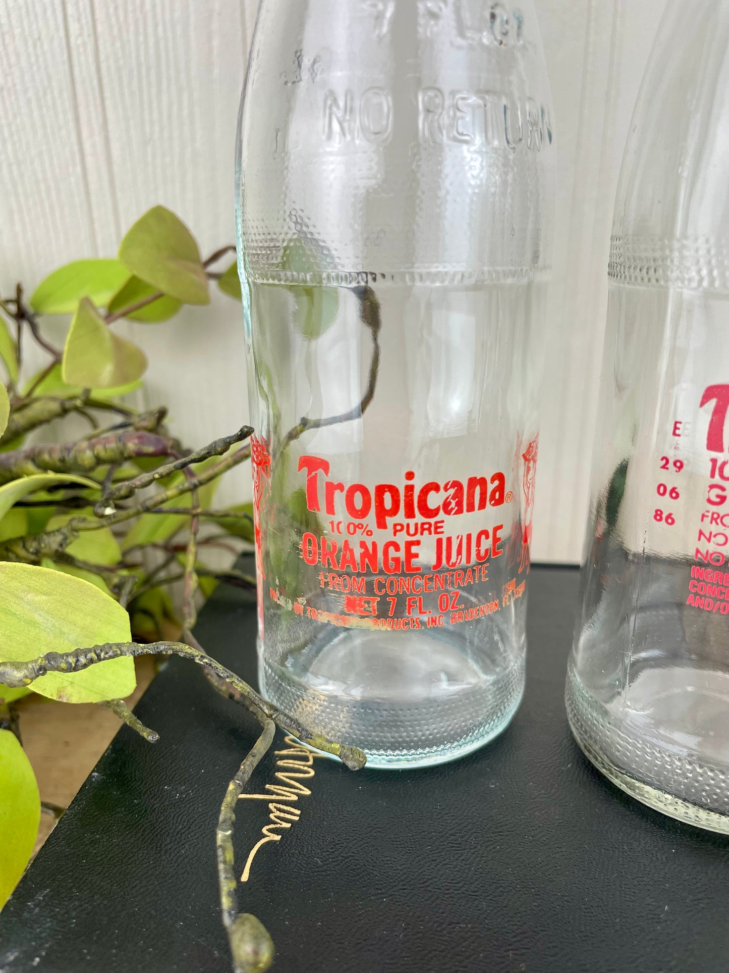 Vintage Set of 3 Glass Tropicana Juice Bottles