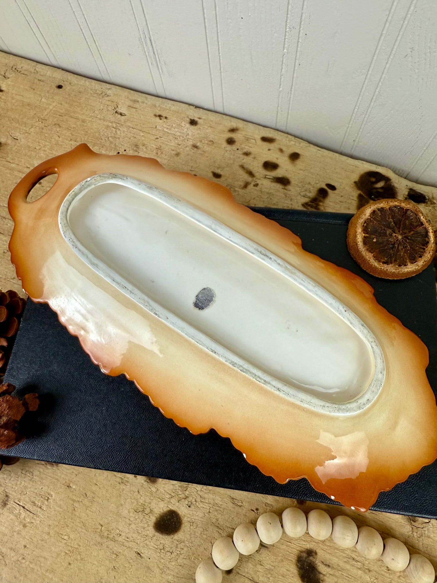 Vintage Enesco Ceramic Oak Leaf Nut Dish