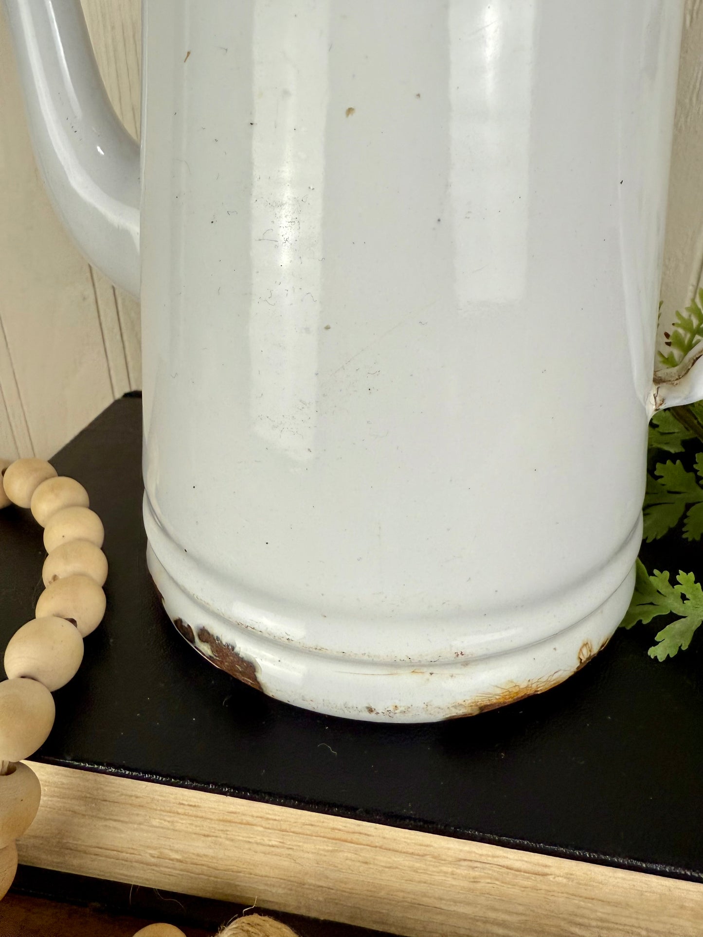 Vintage White & Black Enamel Coffee Pot