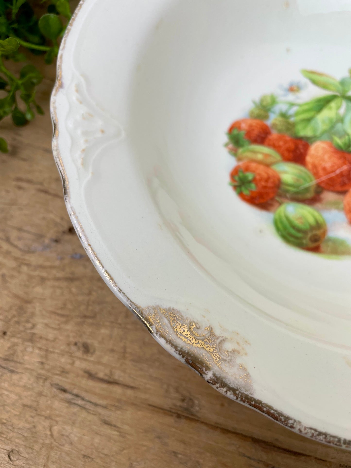 Vintage Harker Porcelain Bowl with Strawberry Image