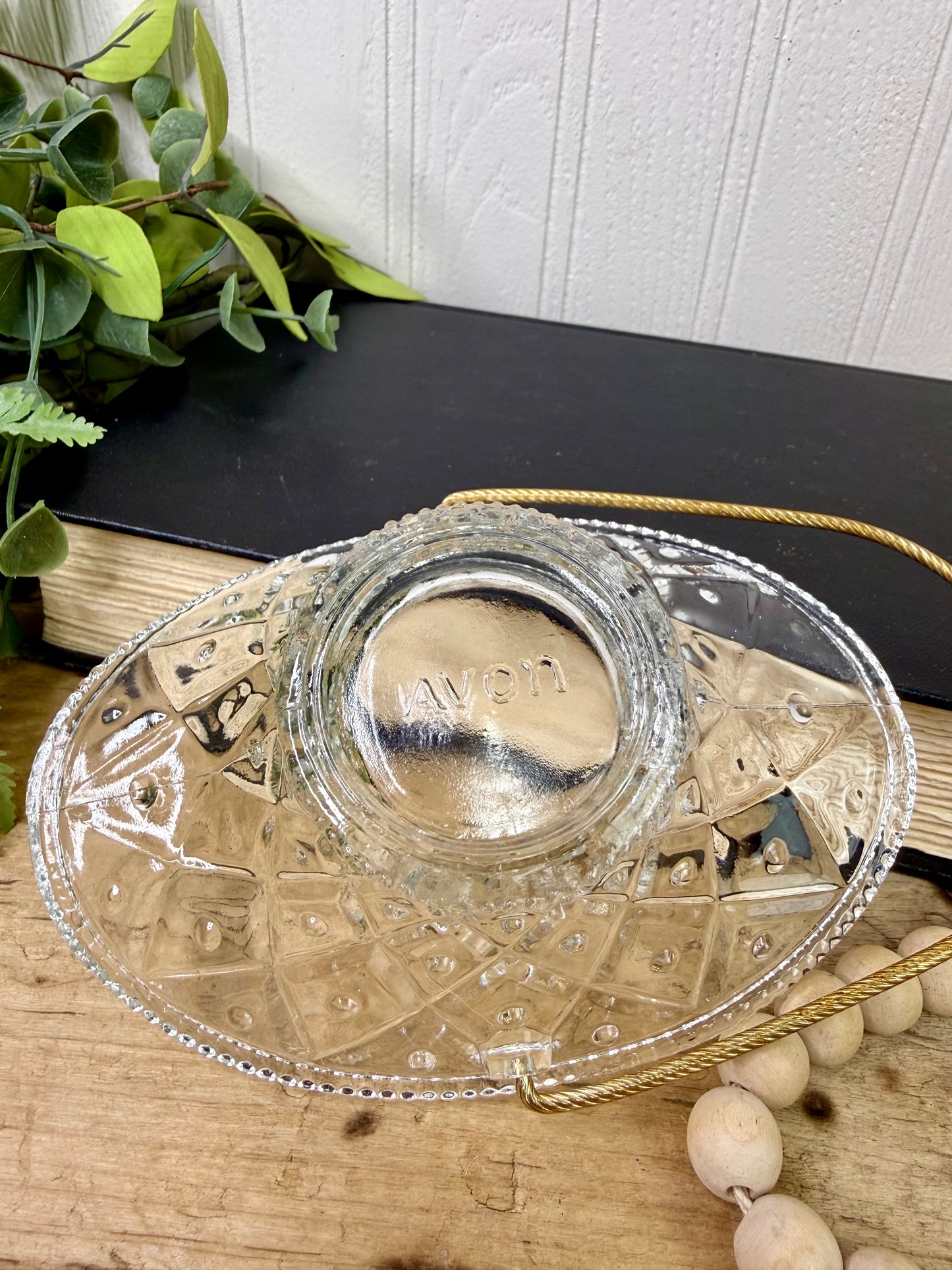 Vintage Avon Pressed Glass Trinket Basket