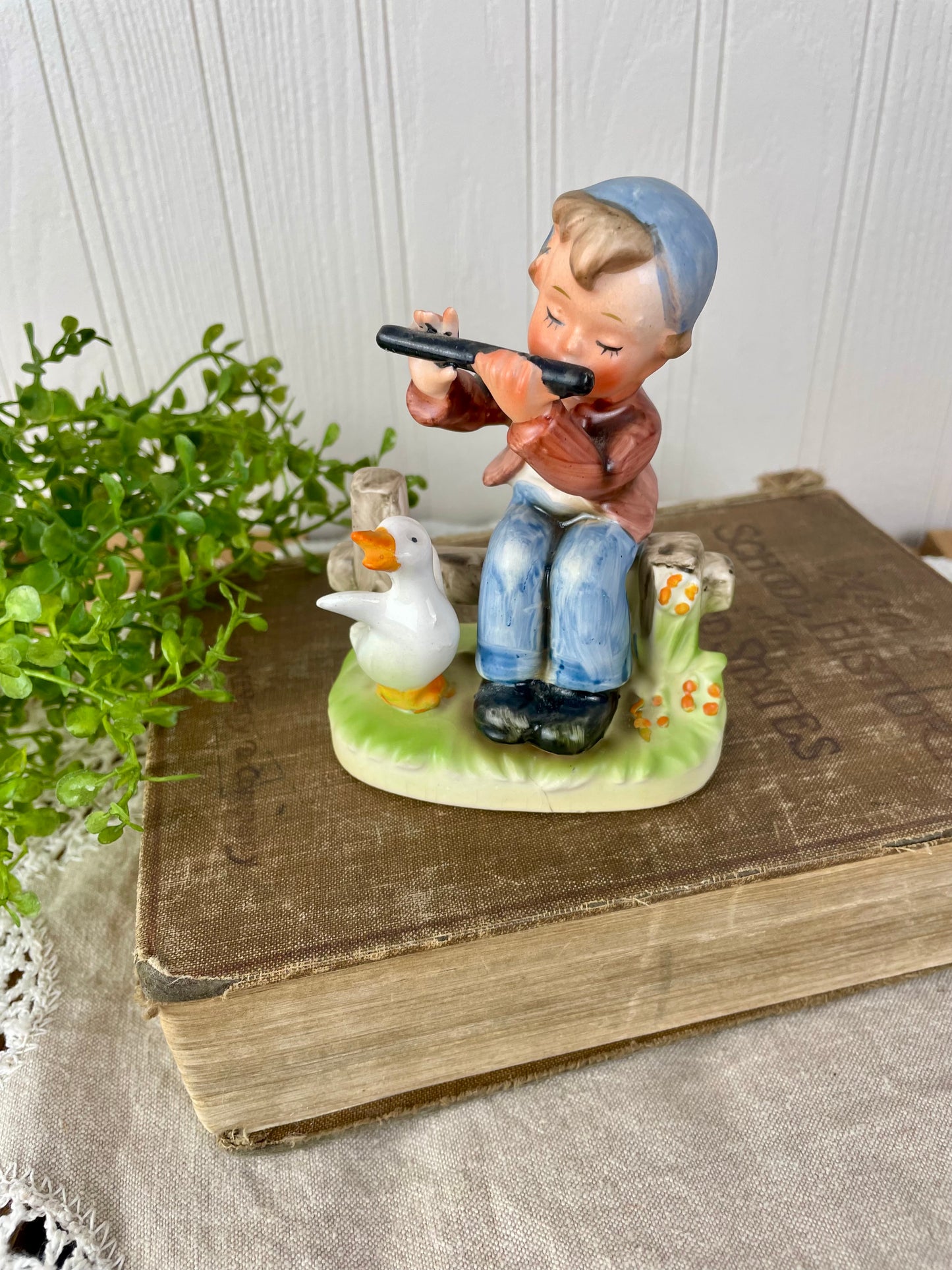 Vintage Napcoware Boy & Duck Ceramic Figurine