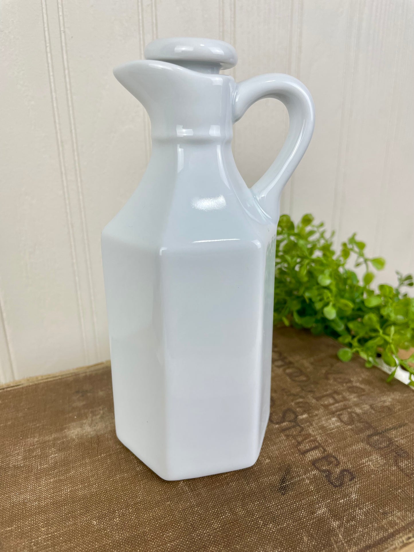 Vintage White Porcelain Cruet with Stopper
