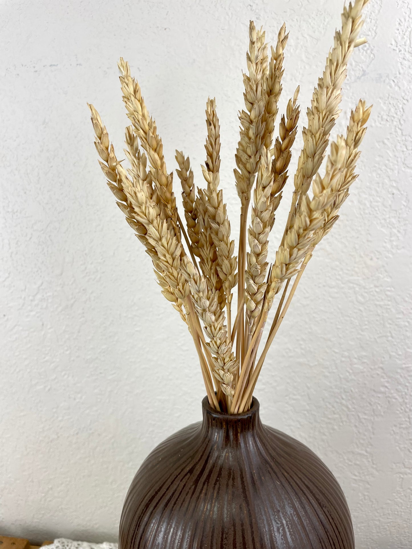 Brown Ceramic Vase with Dried Florals