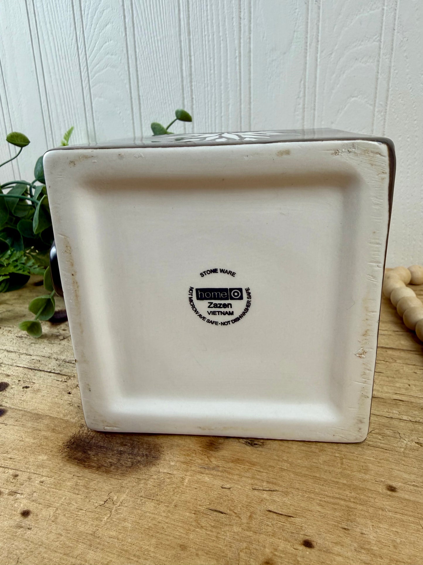 Brown Stoneware Teapot with Bamboo Design