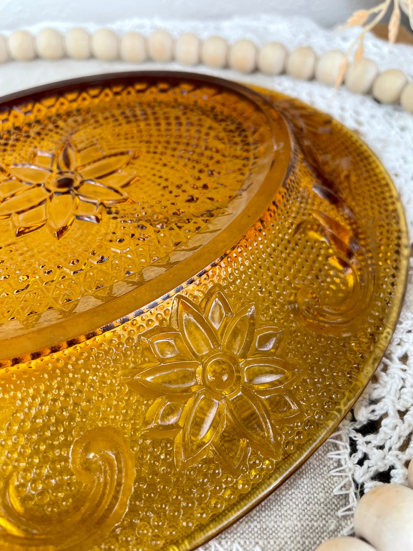 Vintage Indiana Glass Co. Tiara Amber Glass Luncheon Plate