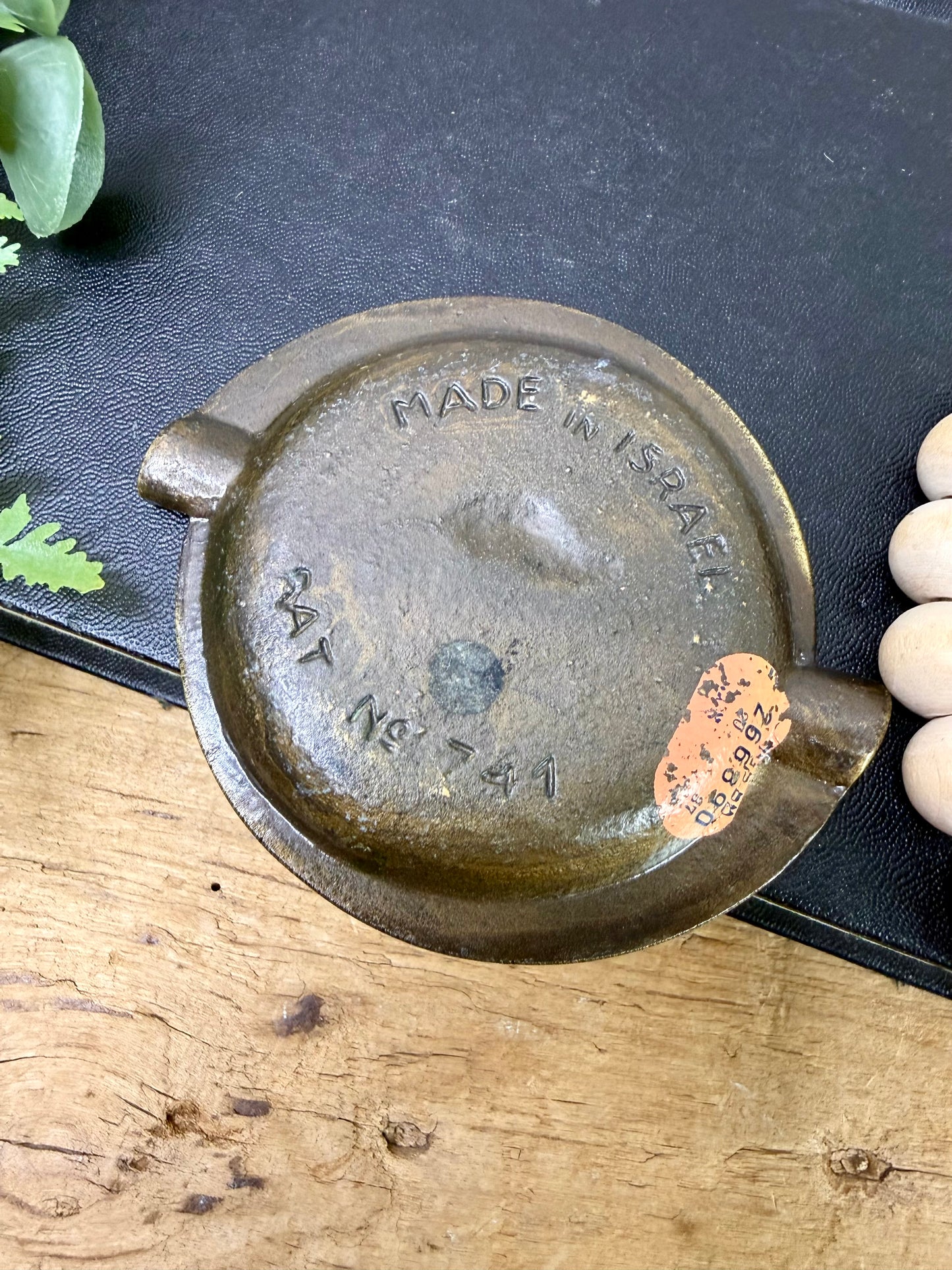 Vintage Solid Brass Ashtray from Israel