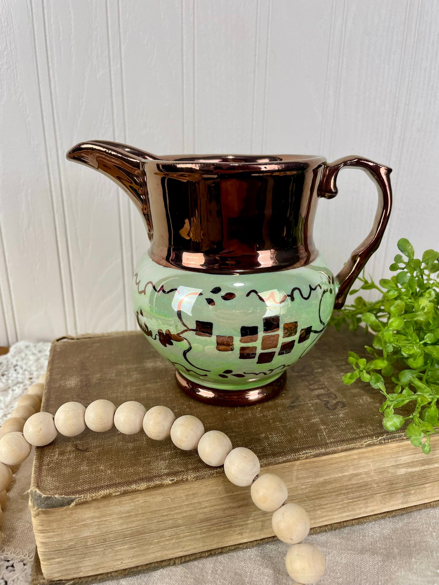 Vintage English Porcelain Copper Lusterware Creamer