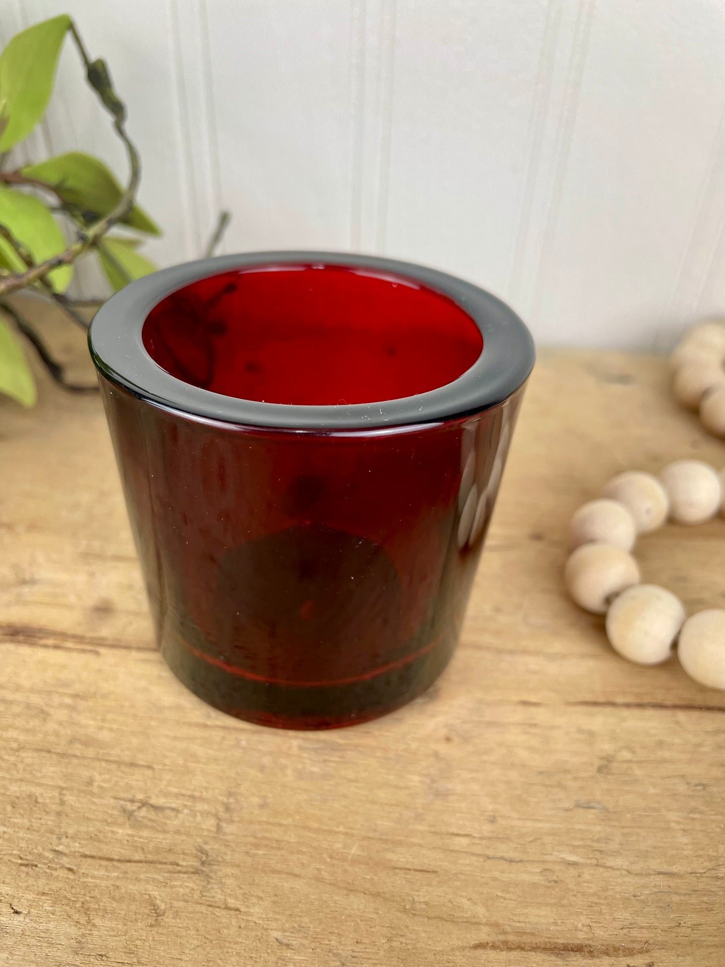 Vintage Ruby Red Glass Candle Votive