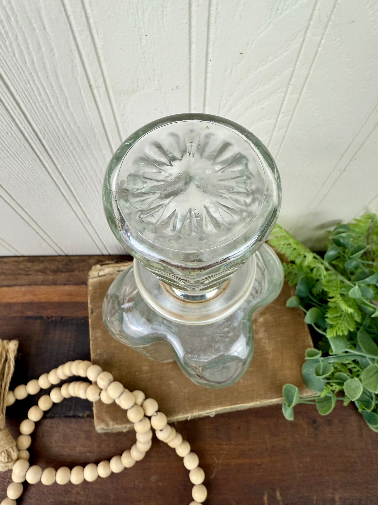 Vintage Glass Thumbprint Patterned Decanter