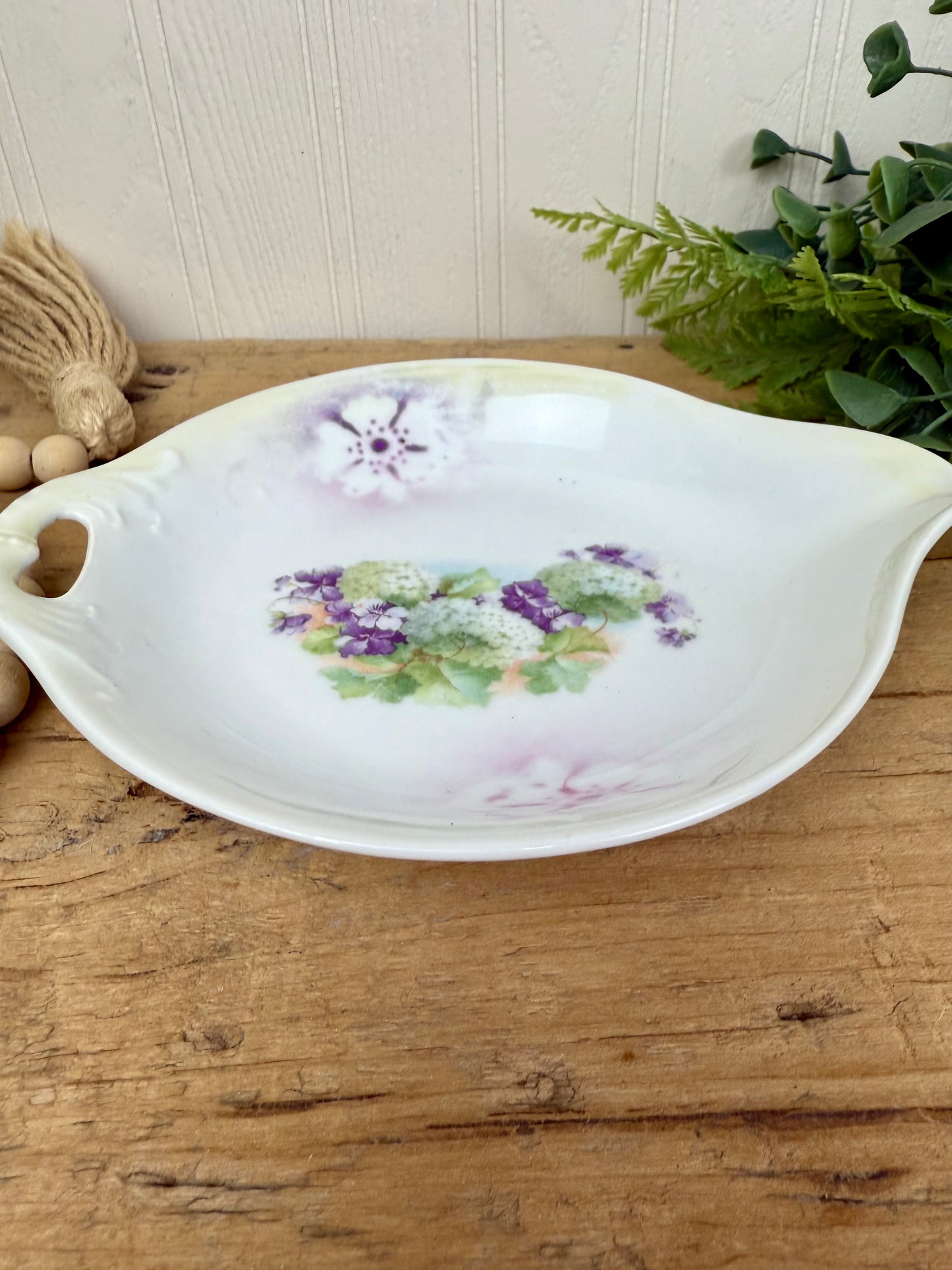 Vintage German Porcelain Dish with Floral Details