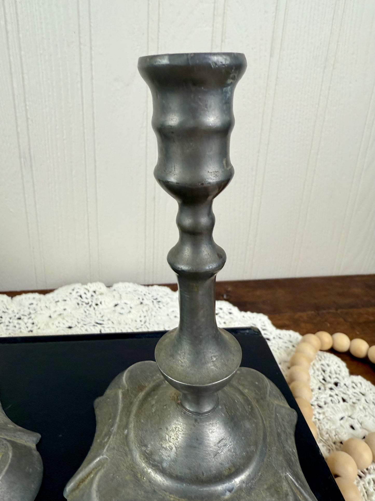 Vintage Set of Pewter Candlesticks