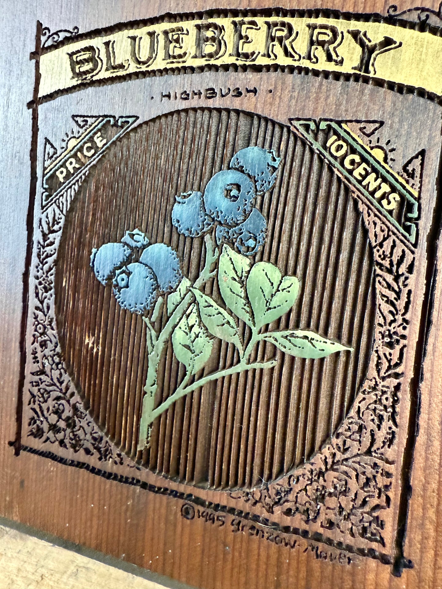 Vintage Carved Wood Blueberry Wall Plaque