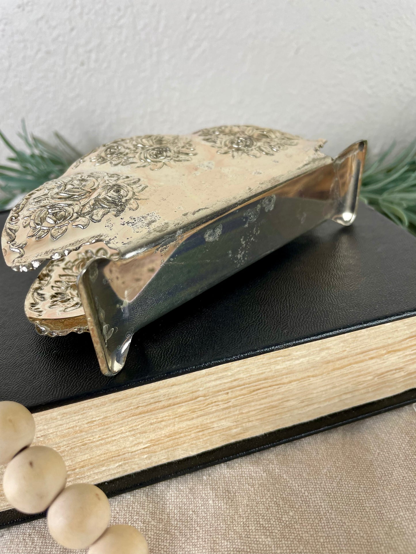 Vintage Silver-plated Napkin Holder with Roses