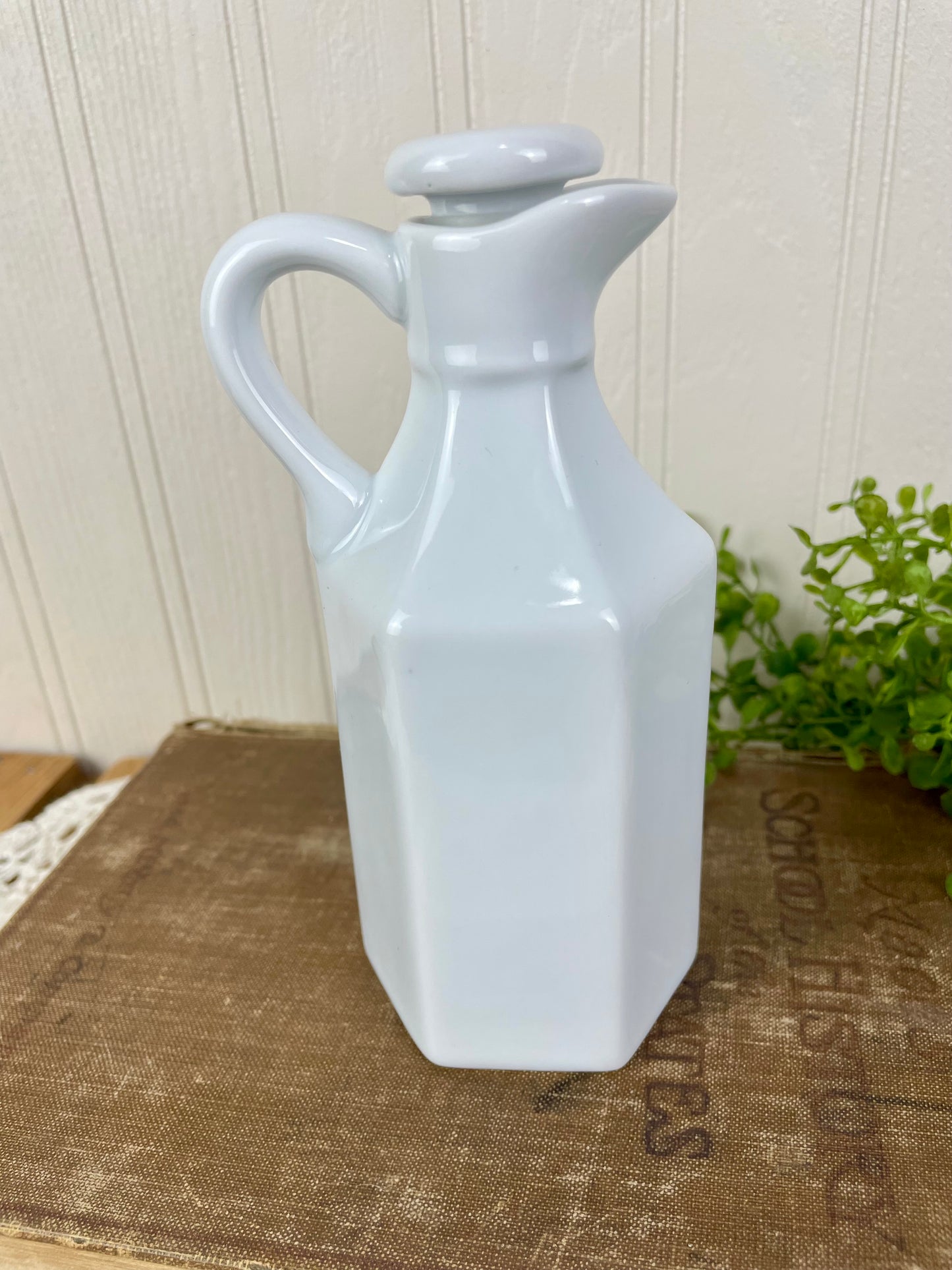 Vintage White Porcelain Cruet with Stopper
