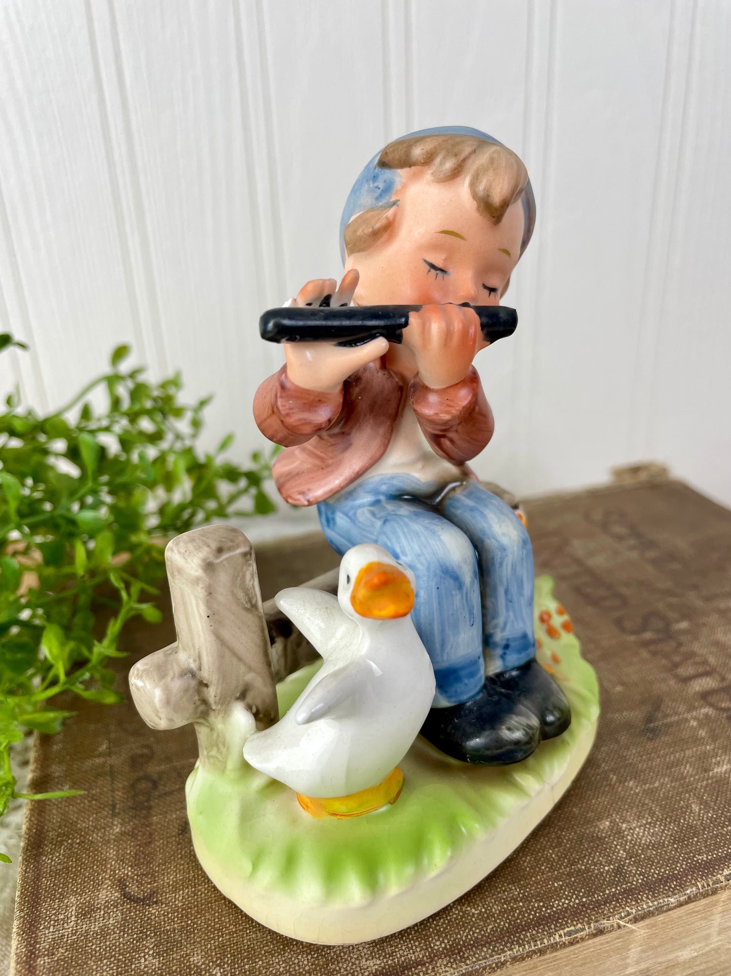 Vintage Napcoware Boy & Duck Ceramic Figurine