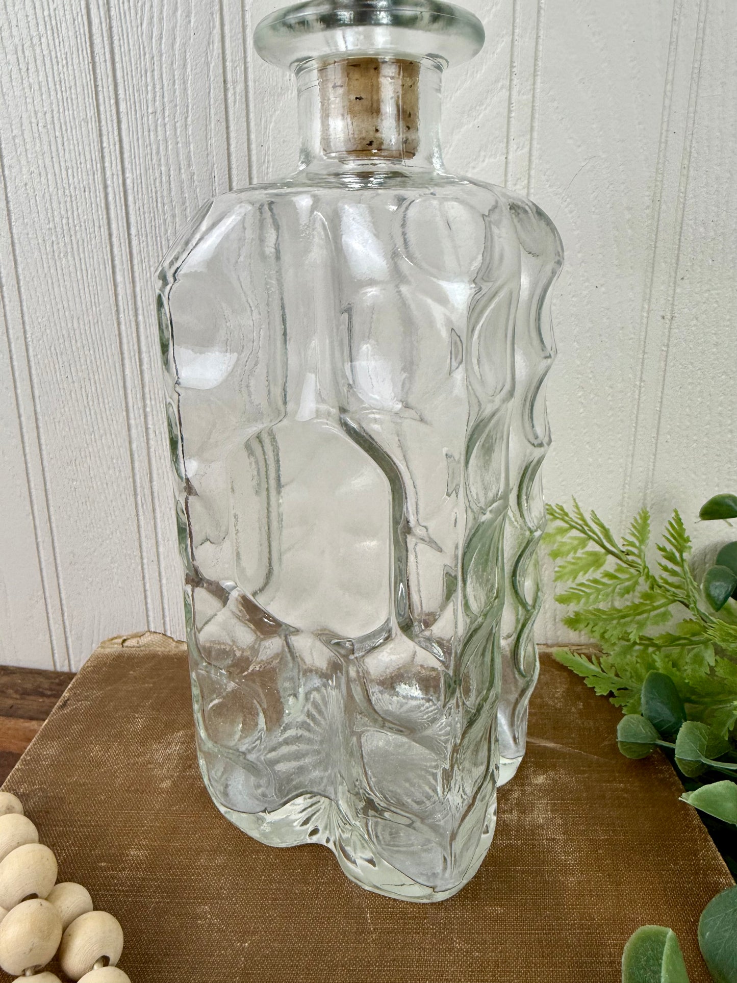 Vintage Glass Thumbprint Patterned Decanter
