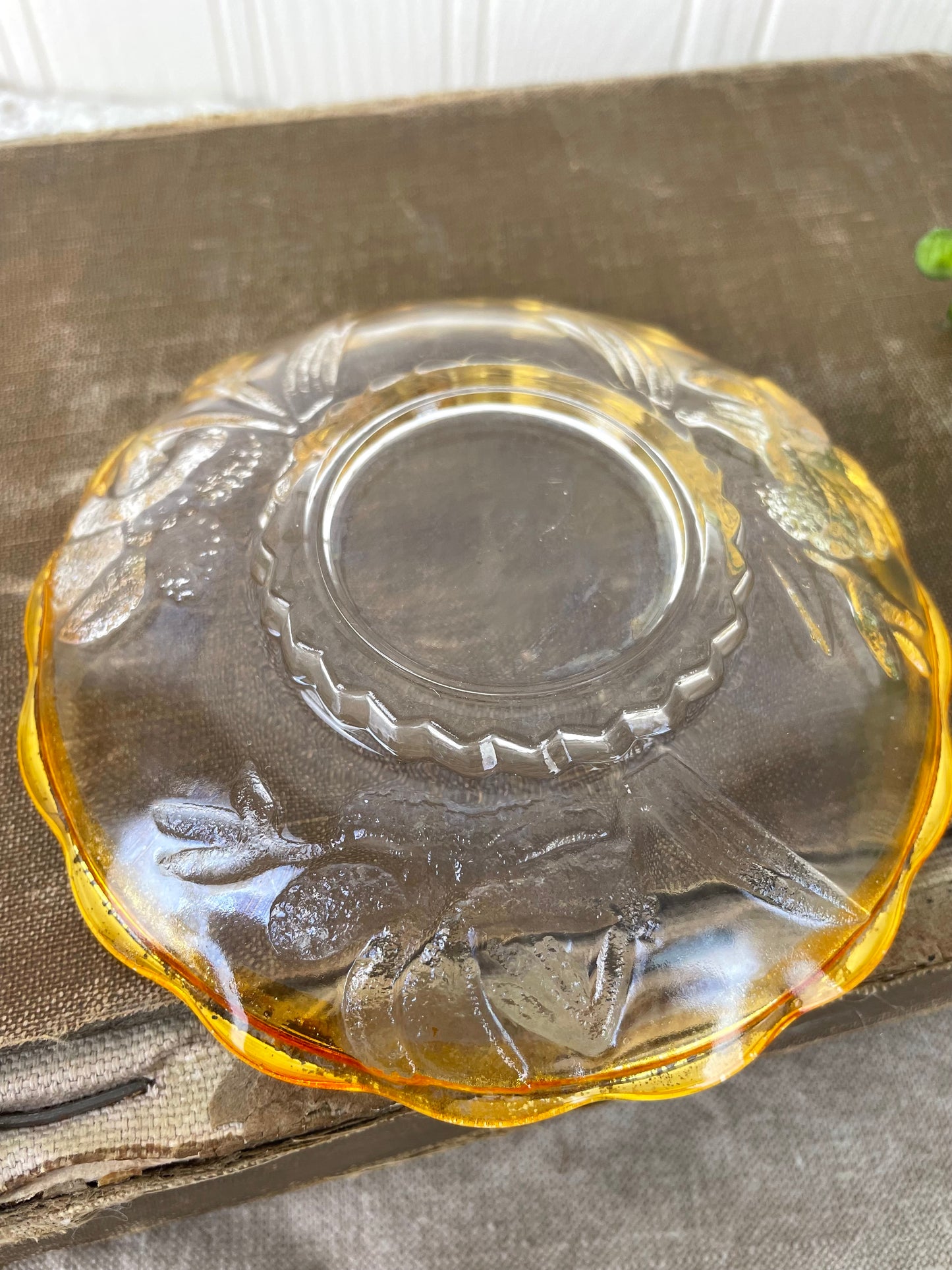 Vintage Glass Trinket Dish with Gold Rim