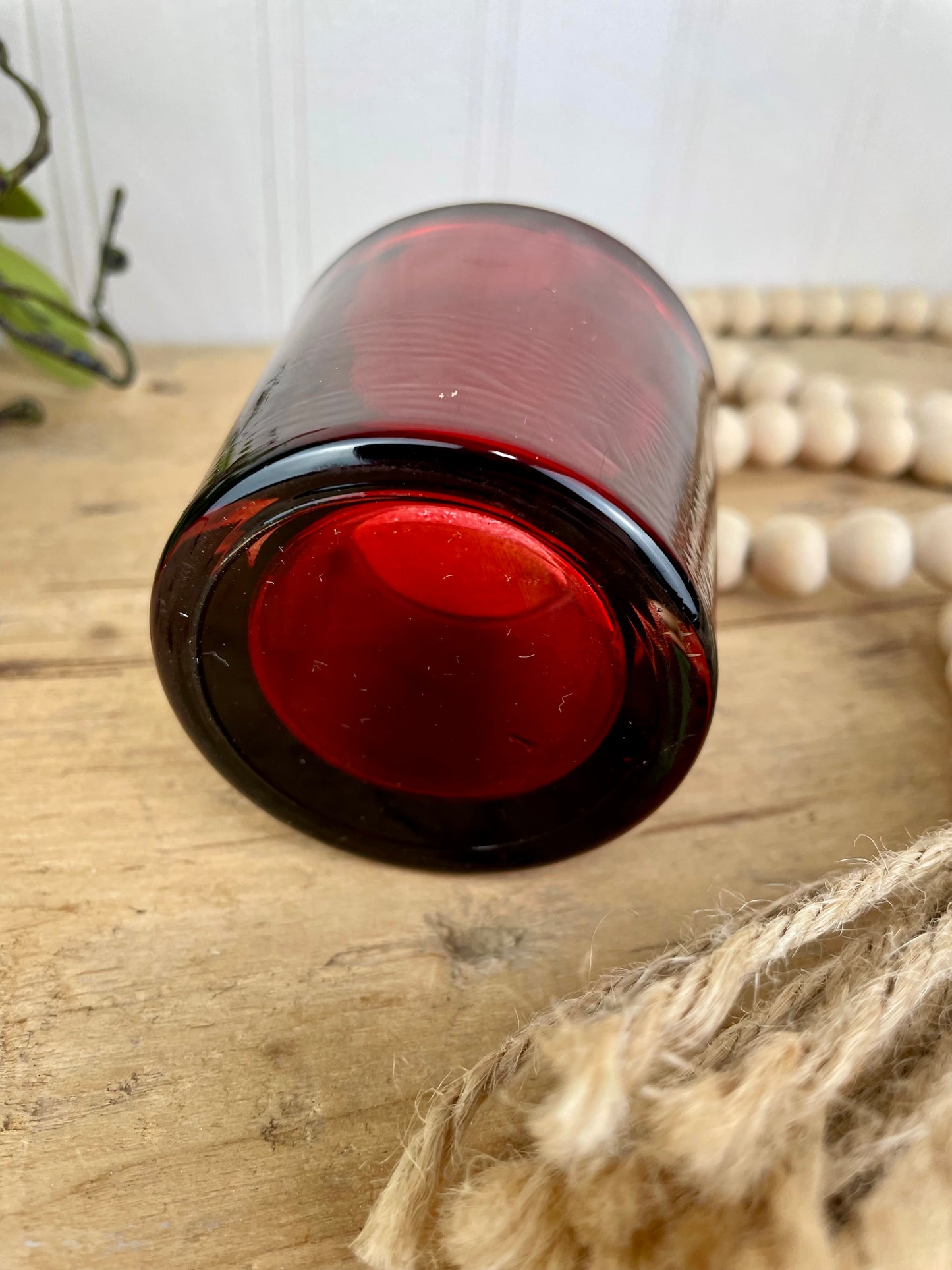Vintage Ruby Red Glass Candle Votive