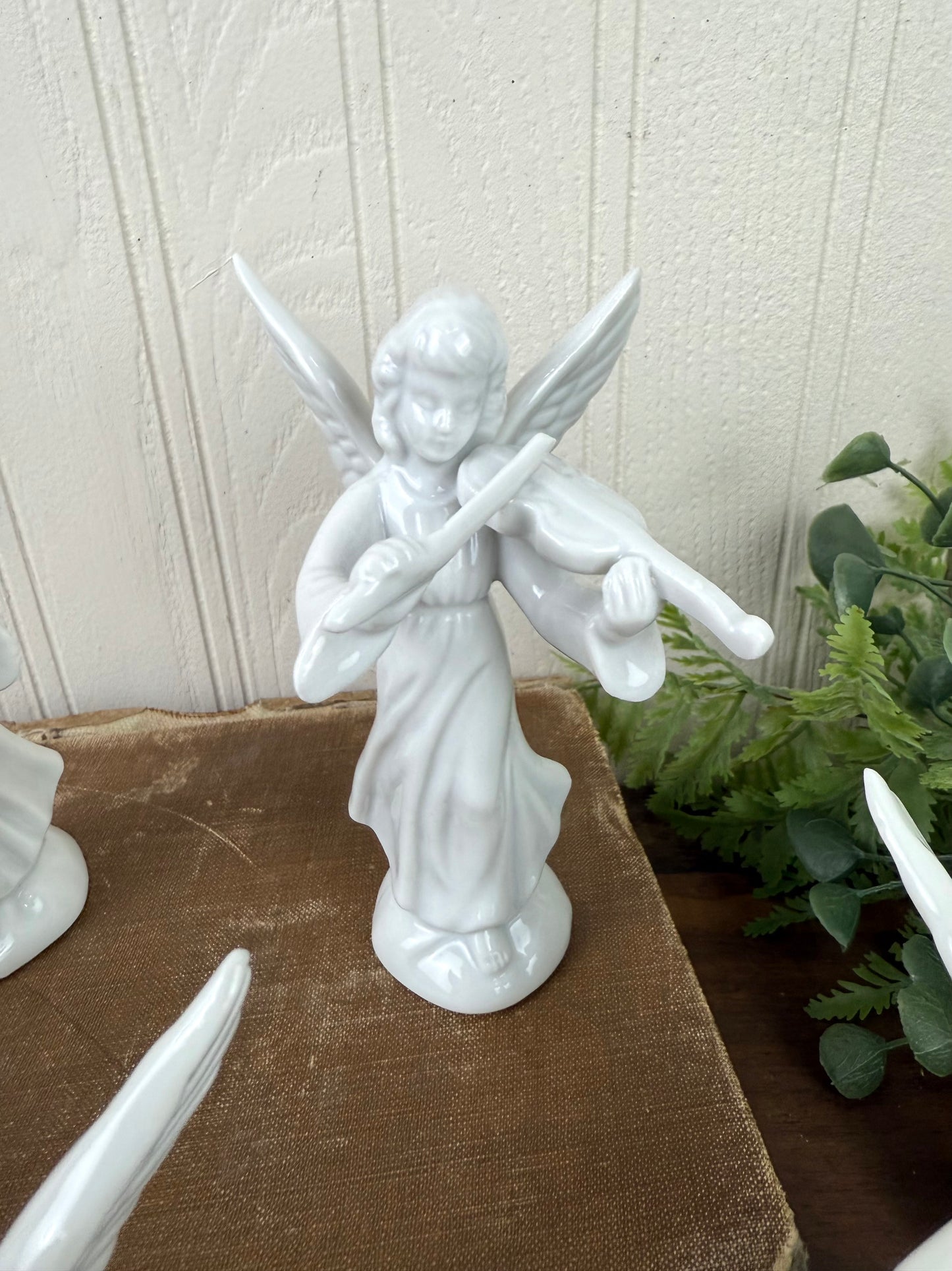 Vintage Set of Porcelain Angels with Instruments