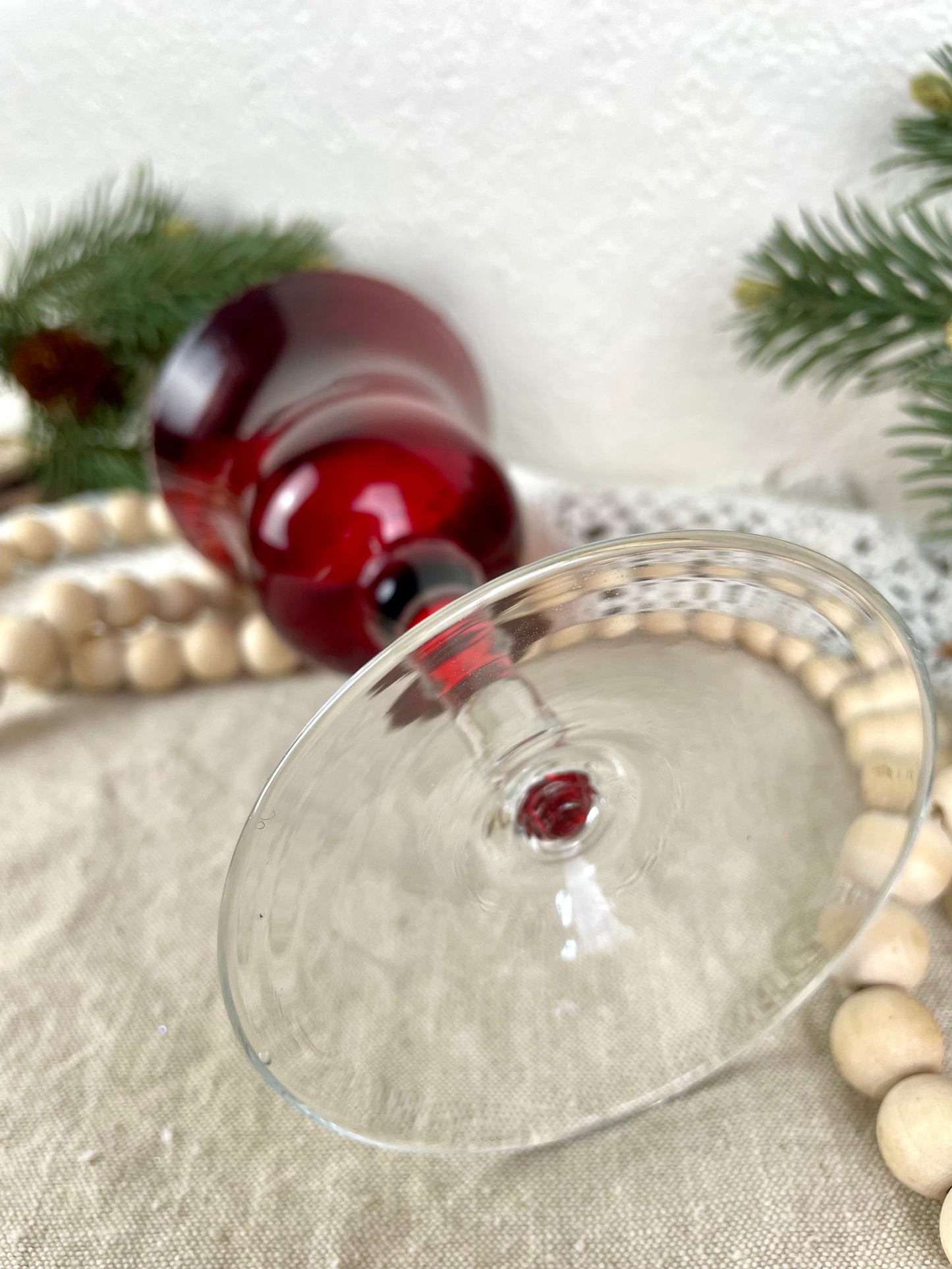 Vintage Ruby Red Wine Glass