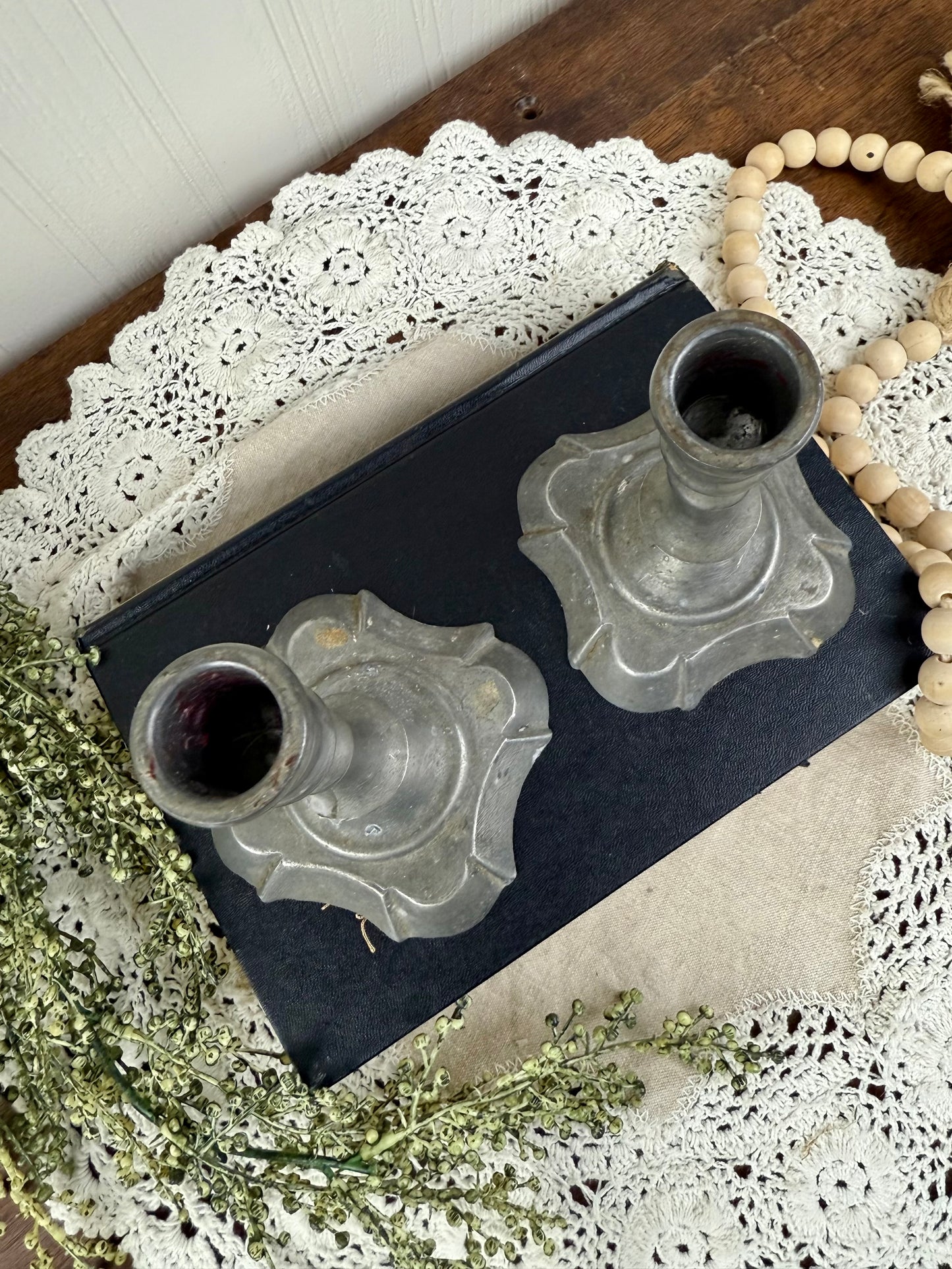 Vintage Set of Pewter Candlesticks