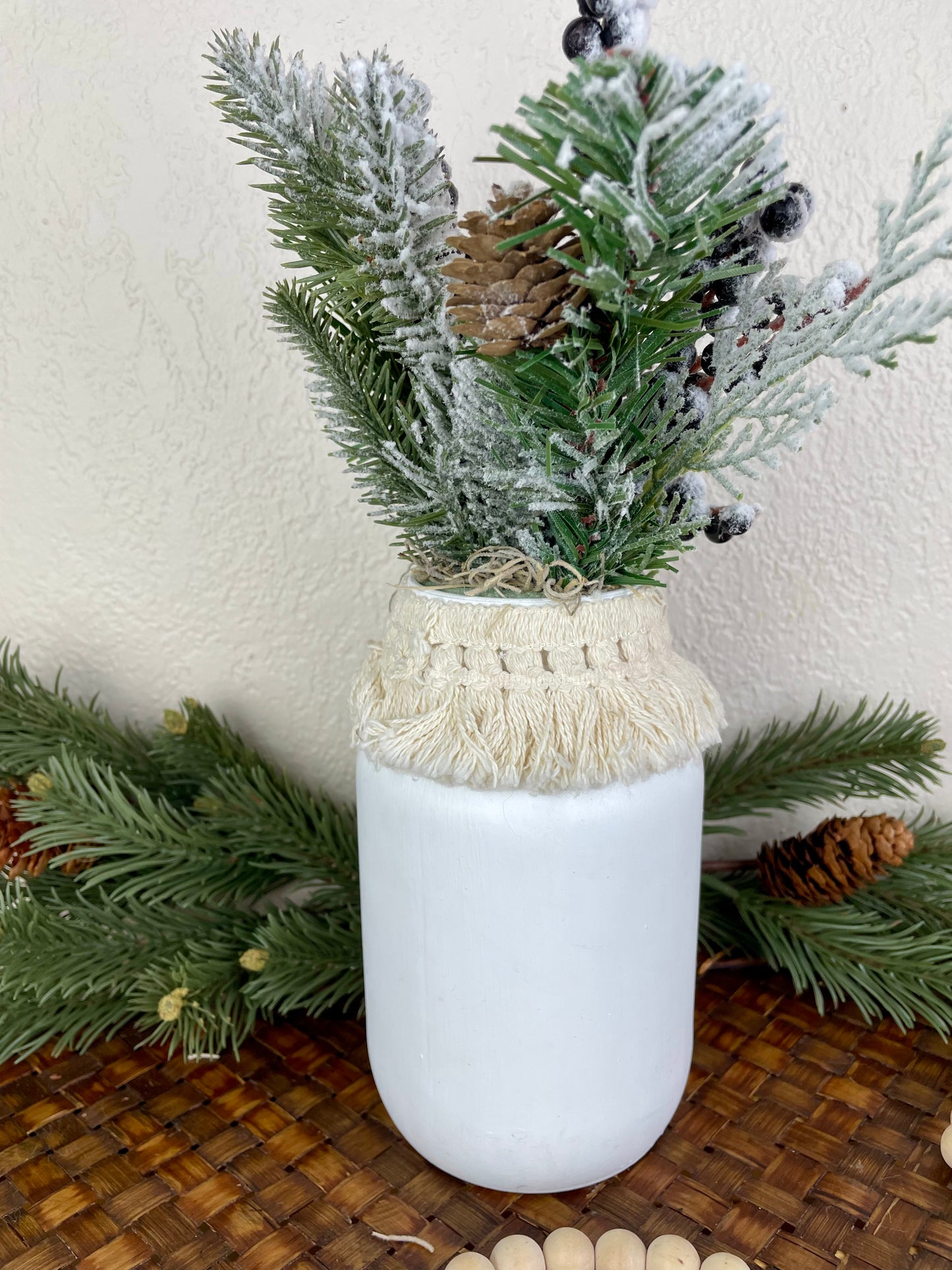 Handmade Snowflake Jar Floral Arrangement