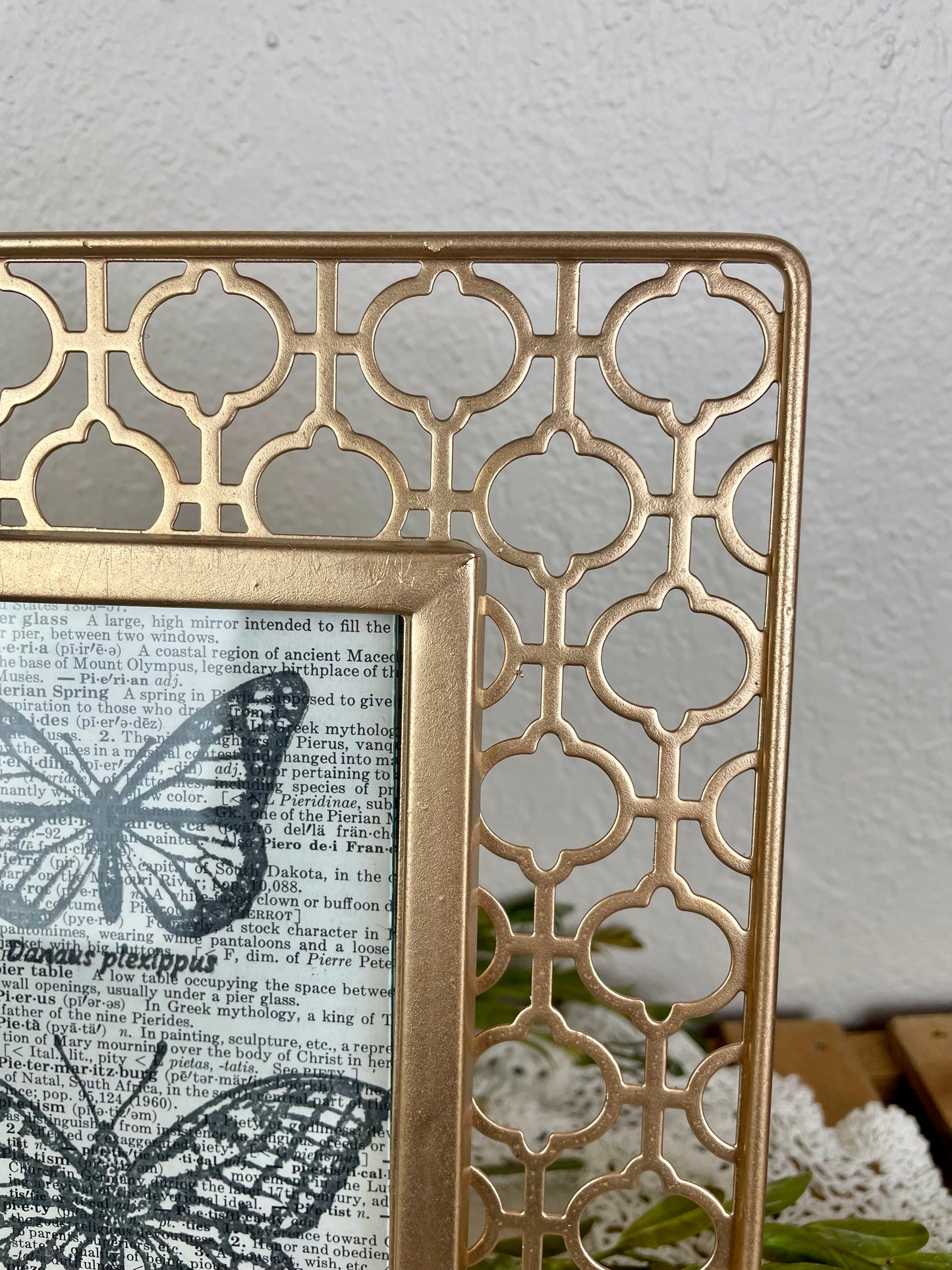 Gold Boho Metal Picture Frame with Butterflies- A