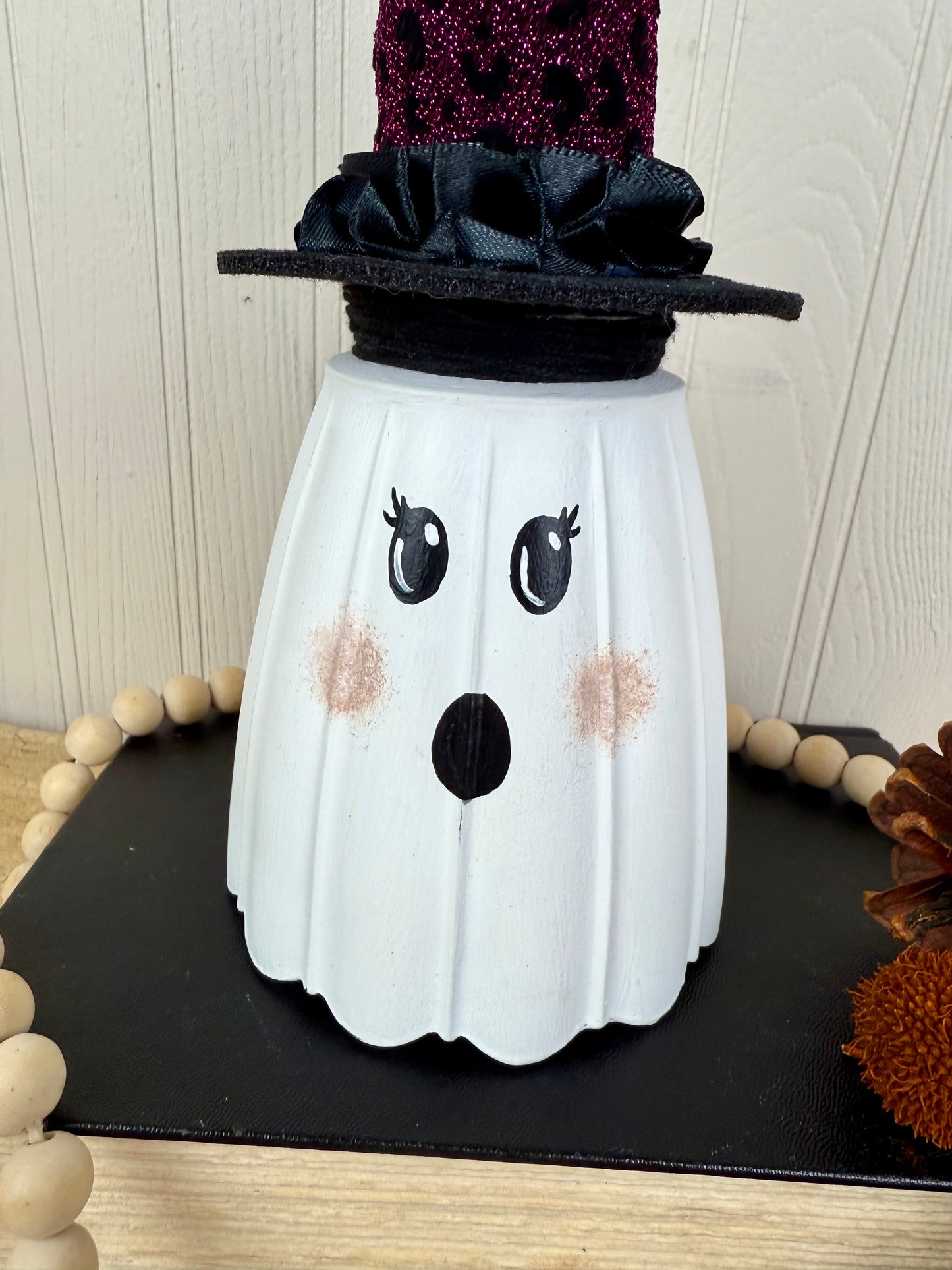 Handmade Light Shade Ghost with Purple Hat